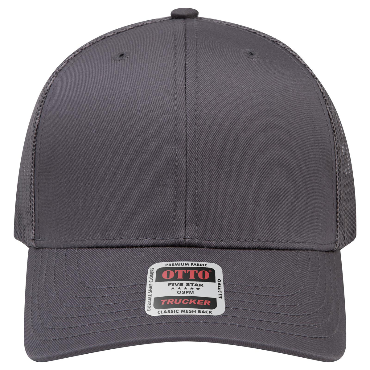 Front View of 025 - Char. Gray OTTO CAP 6 Panel Mid Profile Mesh Back Trucker Hat