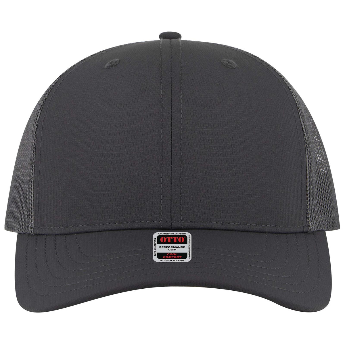 Front View of 025 - Char. Gray OTTO CAP 6 Panel Mid Profile Mesh Back Trucker Hat