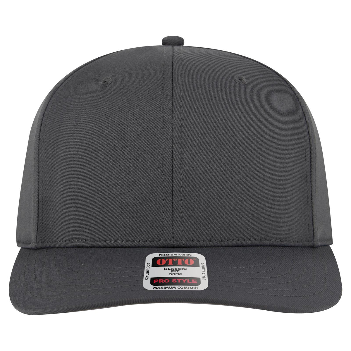 Front View of 025 - Char. Gray OTTO CAP 6 Panel Pro Style Baseball Cap