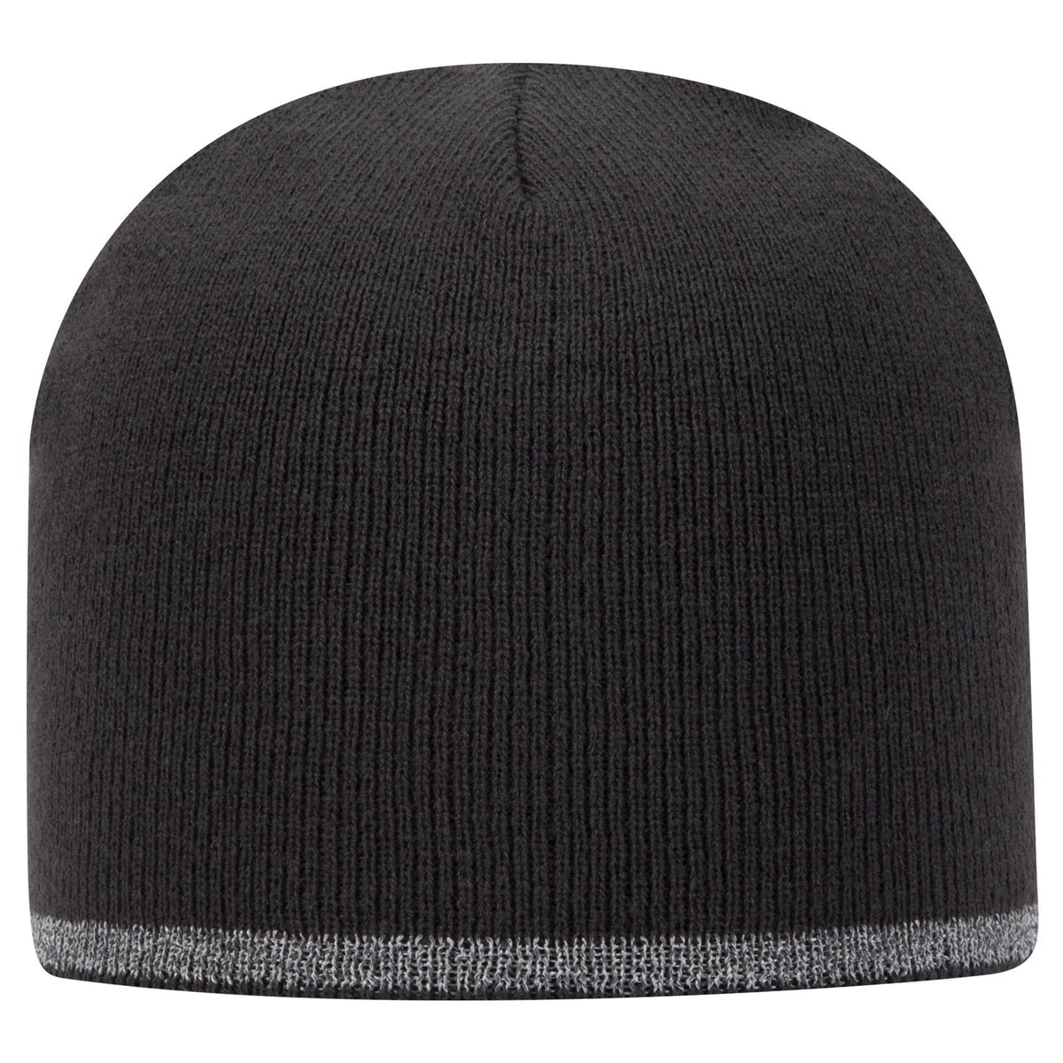 Front View of 025 - Char. Gray OTTO CAP 9" Classic Knit Beanie w/ Reflective Stripe