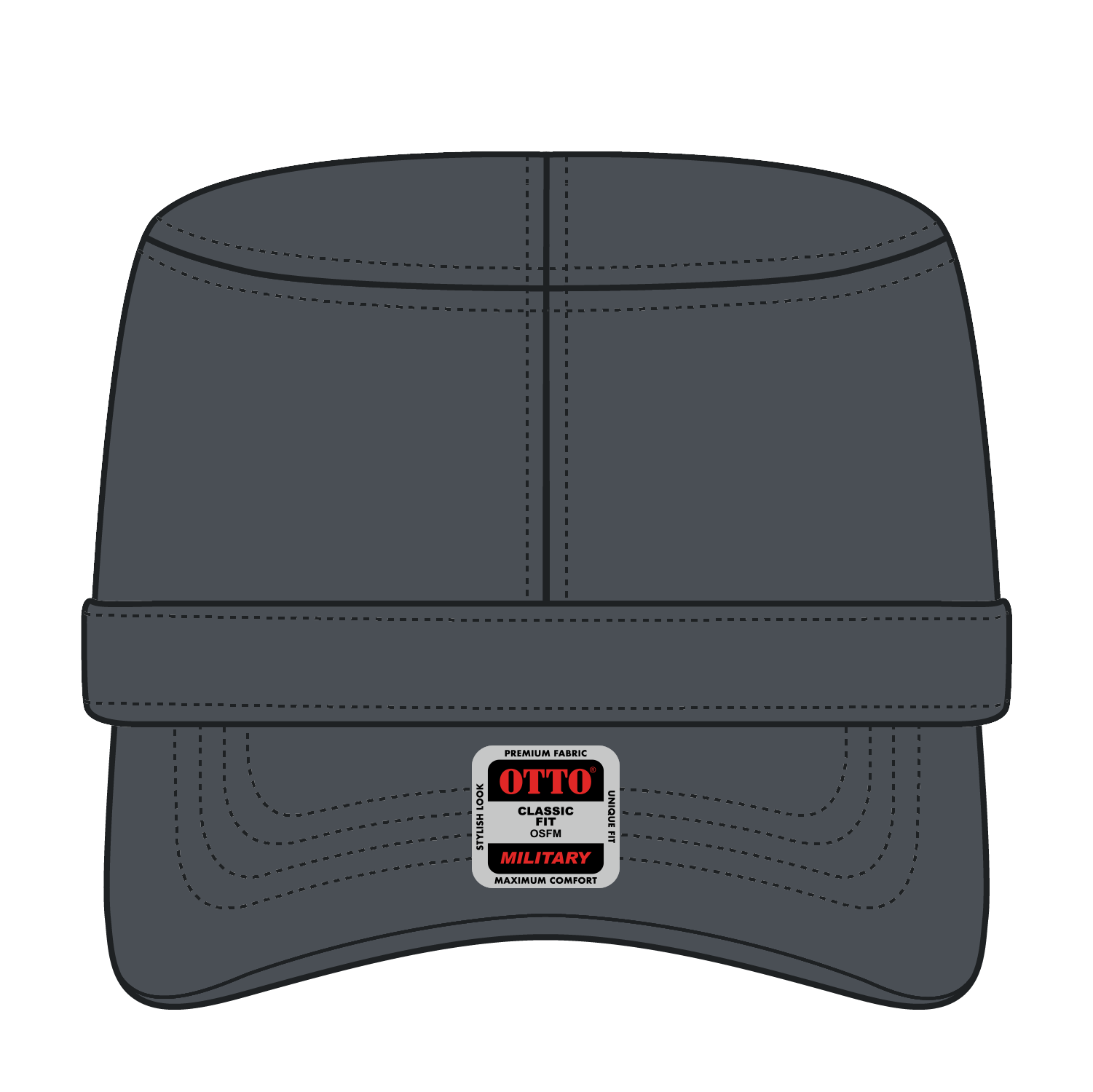 Front View of 025 - Char. Gray OTTO CAP Military Hat