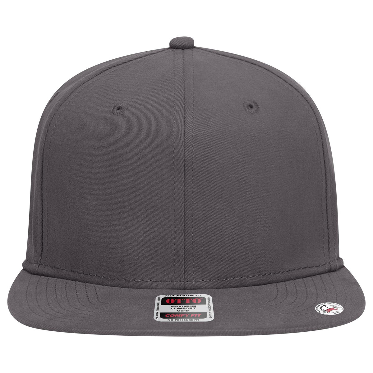 Front View of 025 - Char. Gray OTTO CAP "OTTO COMFY FIT" 6 Panel Pro Style Snapback Hat