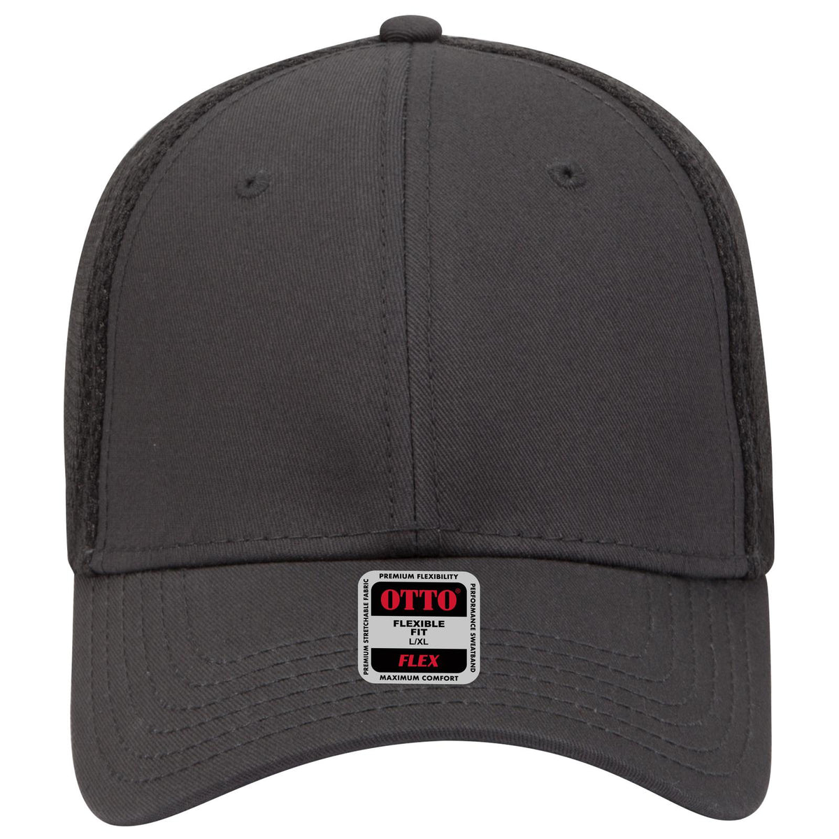 Front View of 025 - Char. Gray OTTO CAP "OTTO FLEX" Fitted 6 Panel Low Profile Baseball Cap