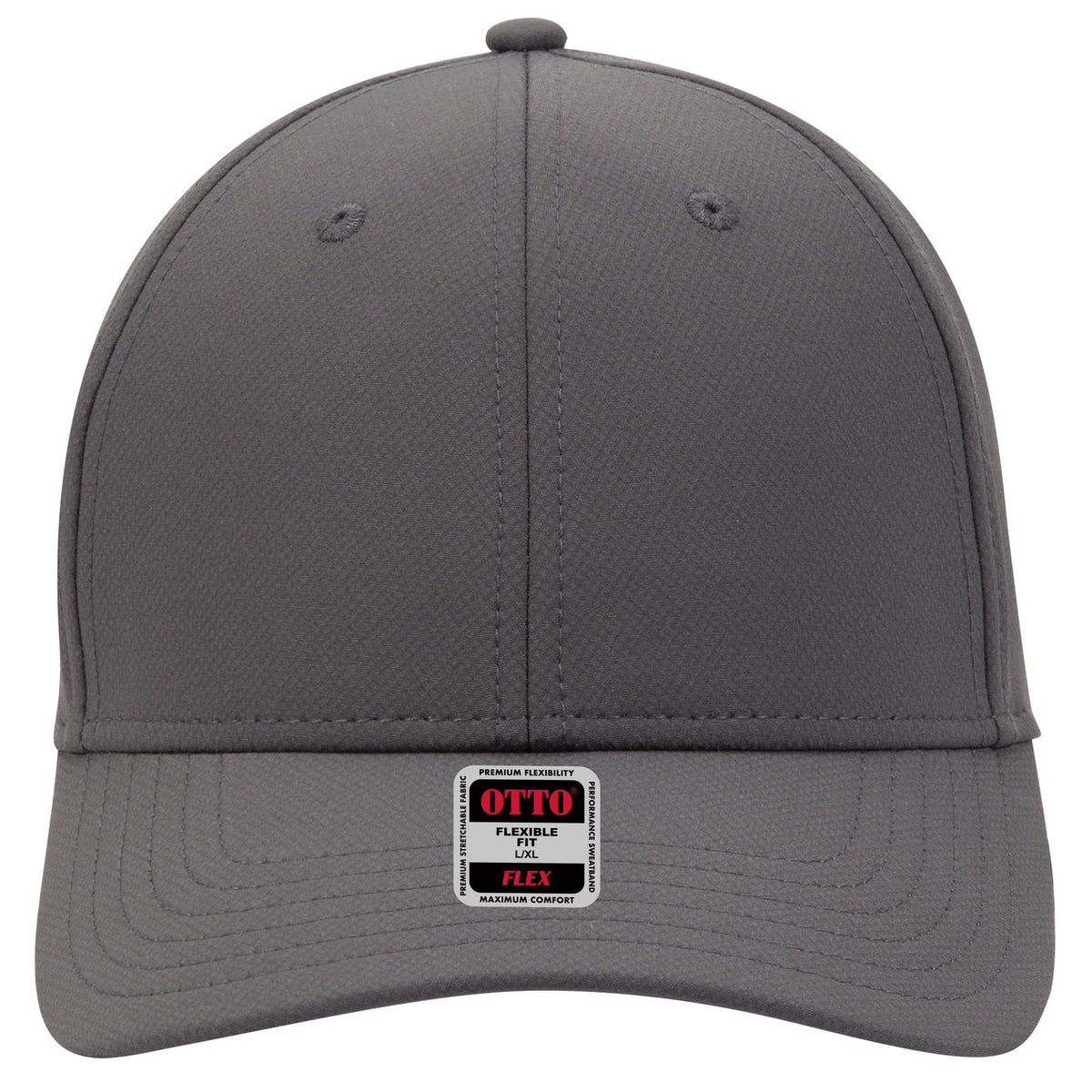 Front View of 025 - Char. Gray OTTO CAP "OTTO FLEX" Fitted UPF 50+ 6 Panel Low Profile Baseball Cap