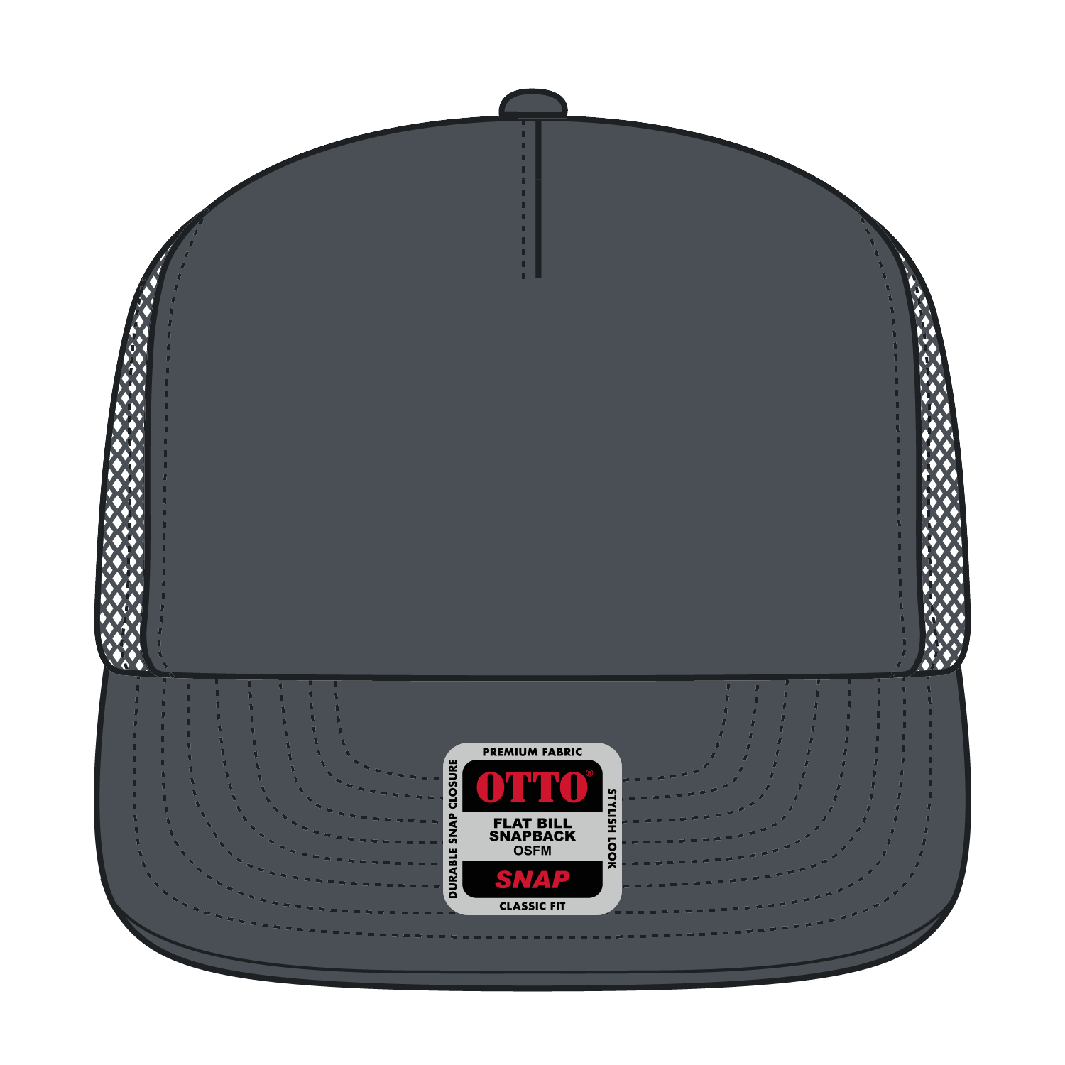 Front View of 025 - Char. Gray OTTO CAP "OTTO SNAP" 5 Panel Mid Profile Mesh Back Trucker Snapback Hat