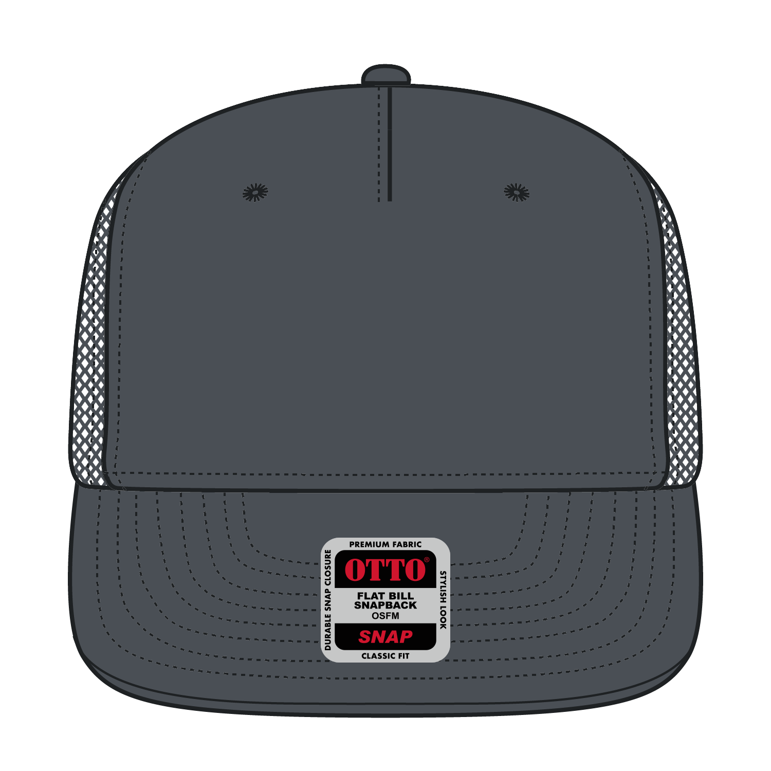 Front View of 025 - Char. Gray OTTO CAP "OTTO SNAP" 5 Panel Pro Style Mesh Back Trucker Snapback Hat