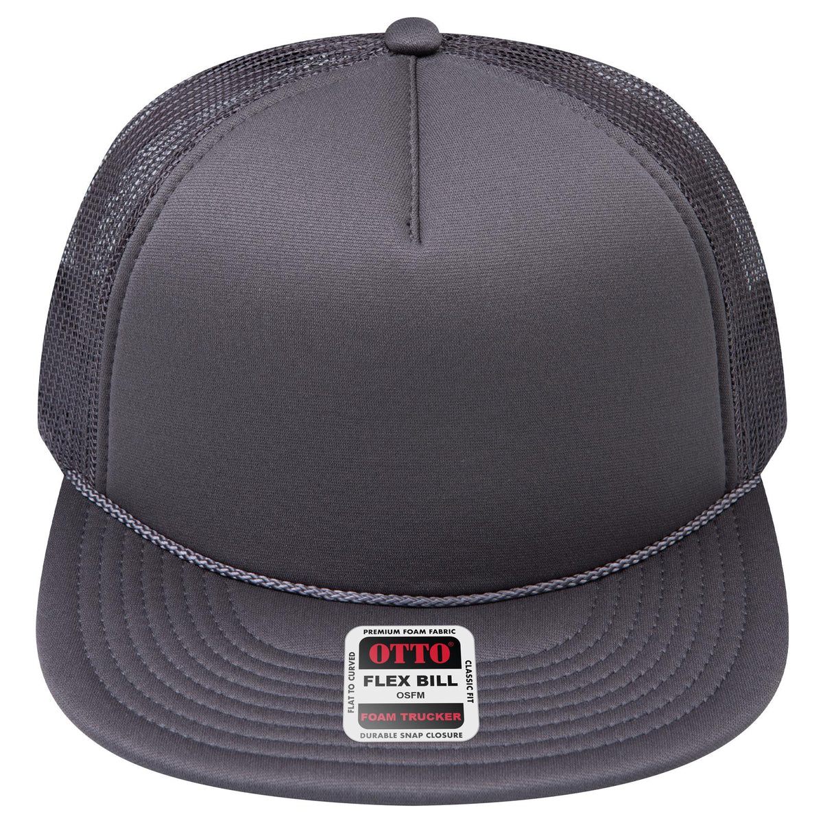 Front View of 025 - Char. Gray OTTO CAP "OTTO SNAP" 5 Panel Pro Style Mesh Back Trucker Snapback Hat