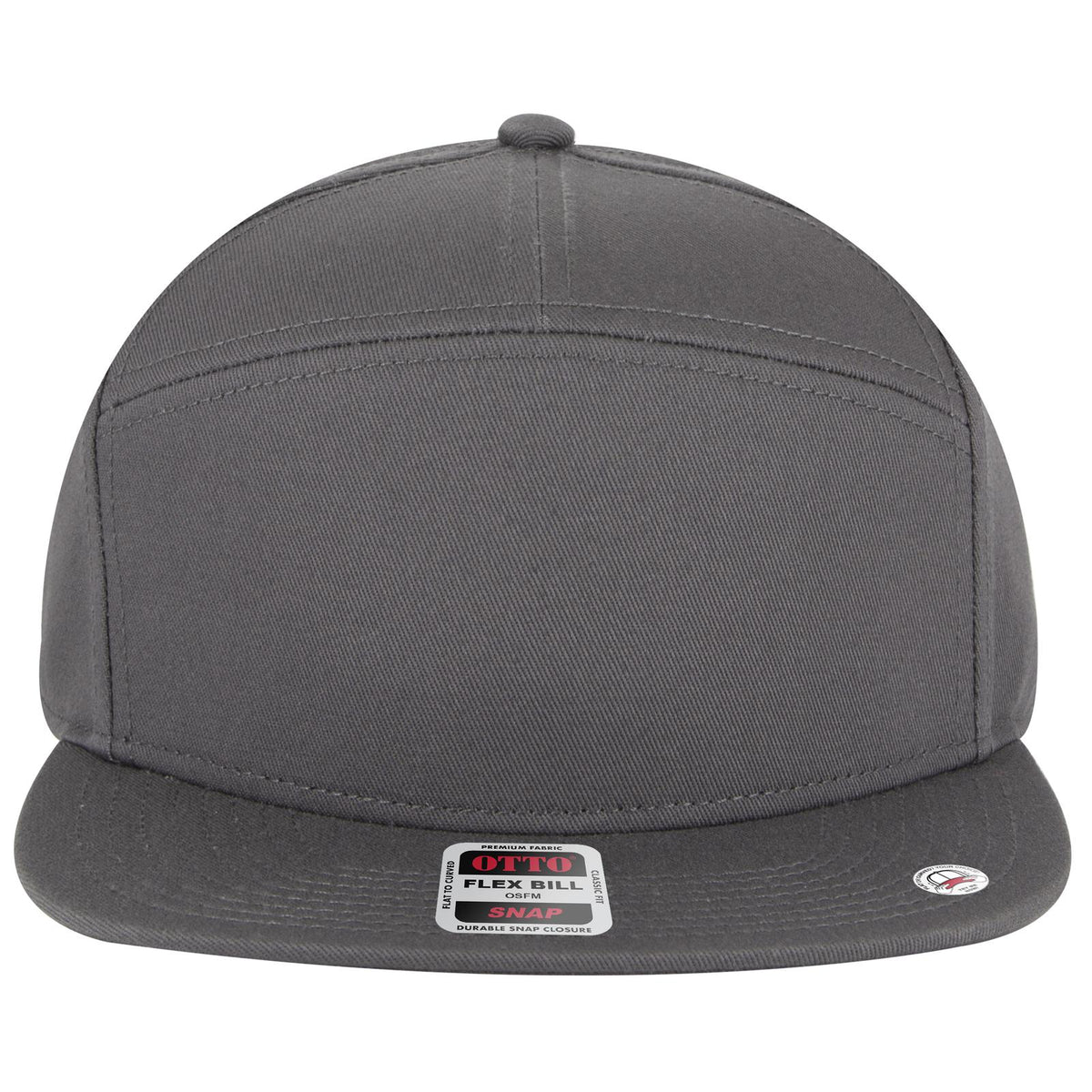 Front View of 025 - Char. Gray OTTO CAP "OTTO SNAP" 7 Panel Pro Style Snapback Hat