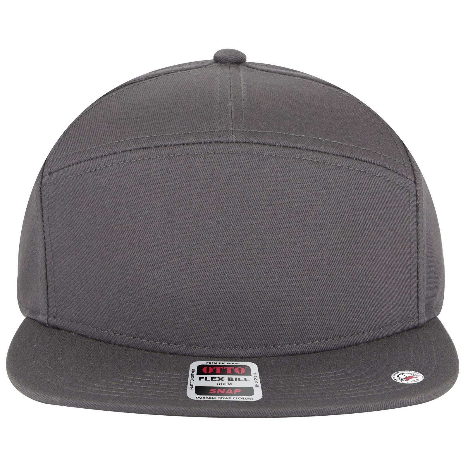 Front View of 025 - Char. Gray OTTO CAP "OTTO SNAP" 7 Panel Pro Style Snapback Hat