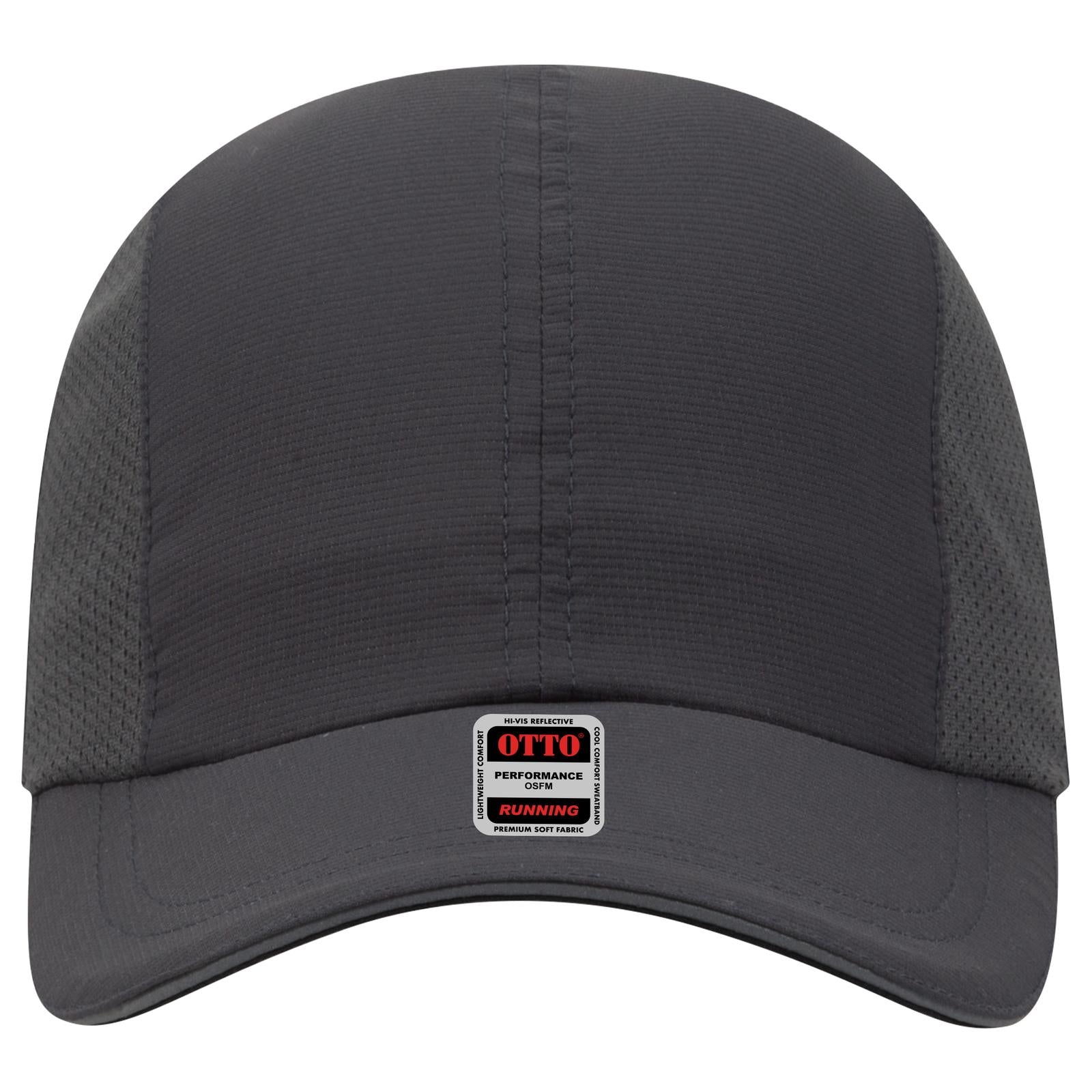 Front View of 025 - Char. Gray OTTO CAP Reflective 6 Panel Running Cap
