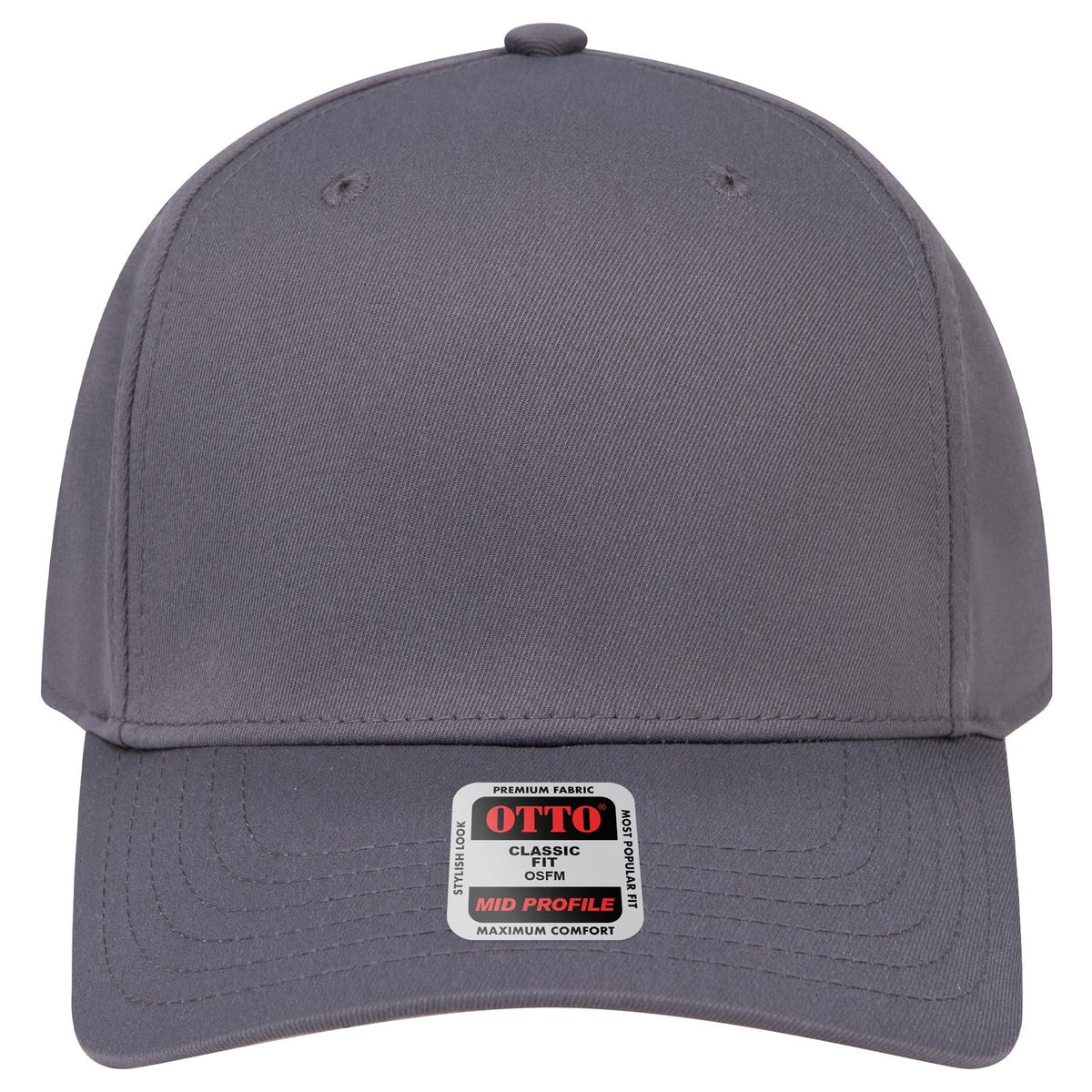 Front View of 025 - Char. Gray OTTO CAP Seamless 6 Panel Mid Profile Baseball Cap