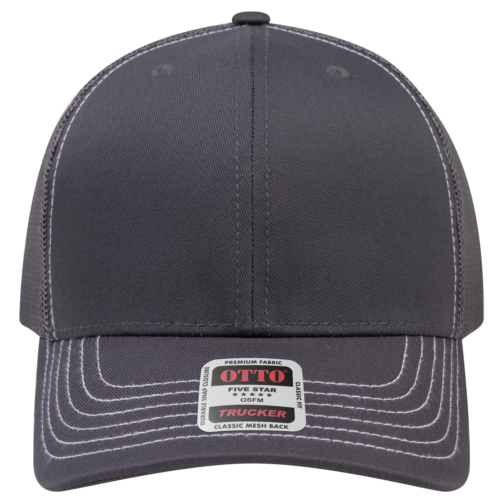 Right View of 025A - Char. Gray OTTO CAP 6 Panel Mid Profile Mesh Back Trucker Hat