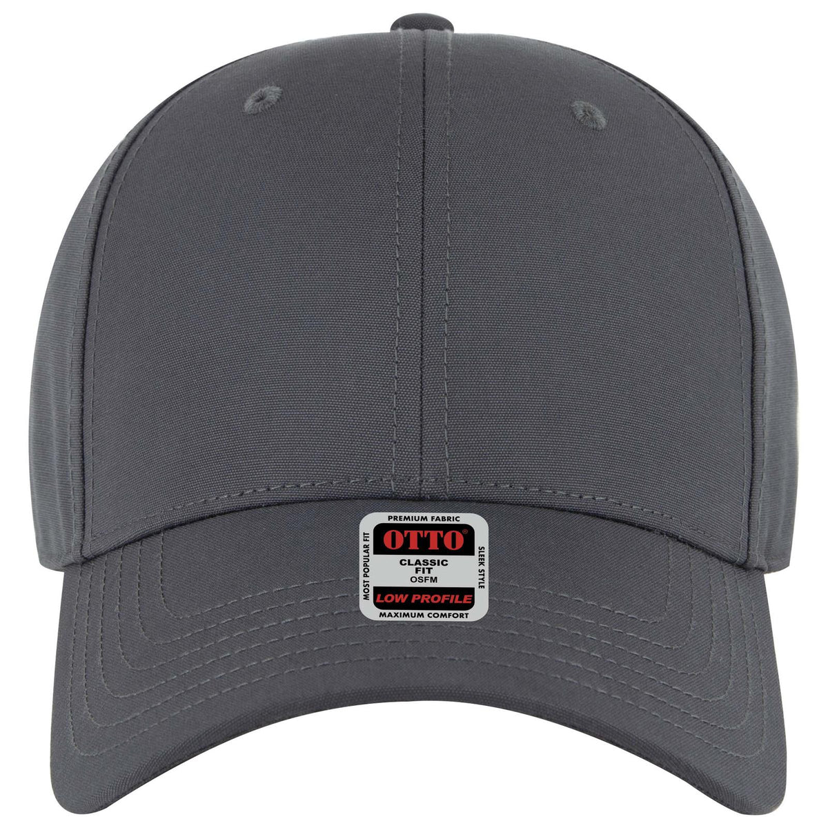 Front View of 025B - Ch Gry OTTO CAP 6 Panel Low Profile Baseball Cap