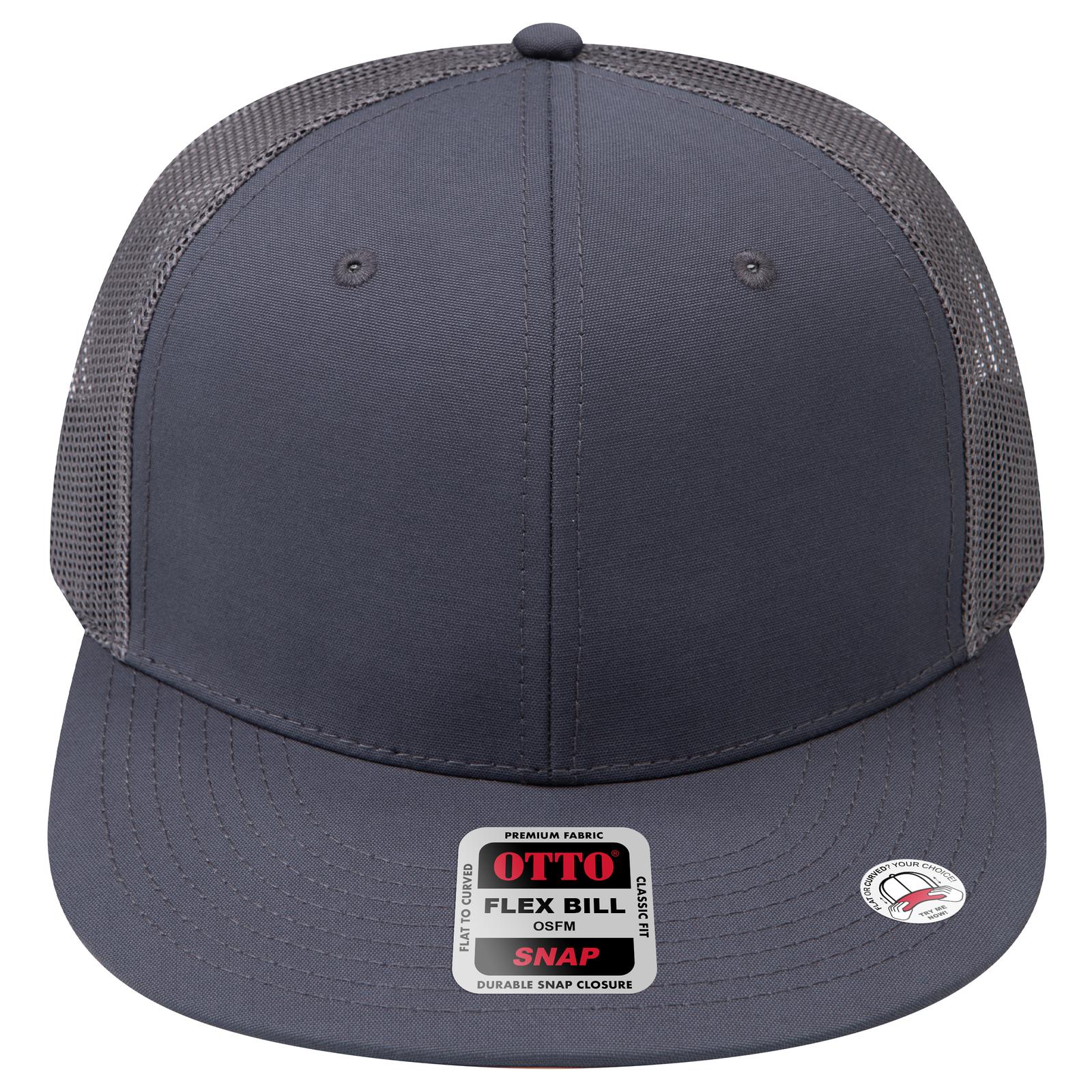 Front View of 025C - Ch Gry OTTO CAP "OTTO SNAP" 6 Panel Pro Style Mesh Back Trucker Snapback Hat