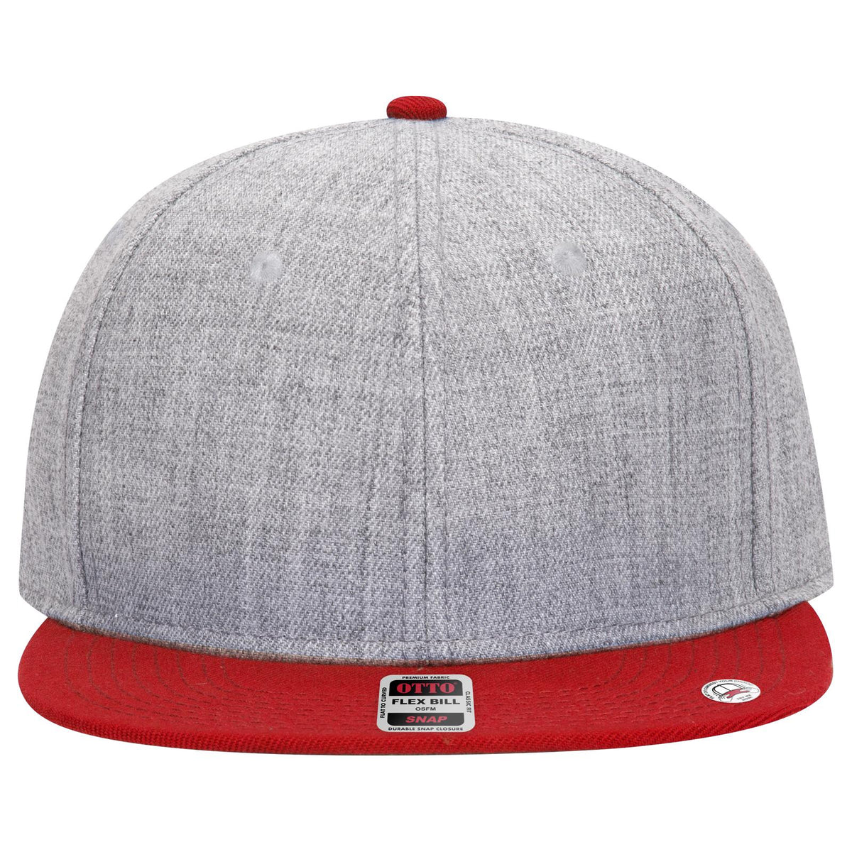 Front View of 027474 - Red/H.Gry/H.Gry OTTO CAP "OTTO SNAP" 6 Panel Pro Style Snapback Hat