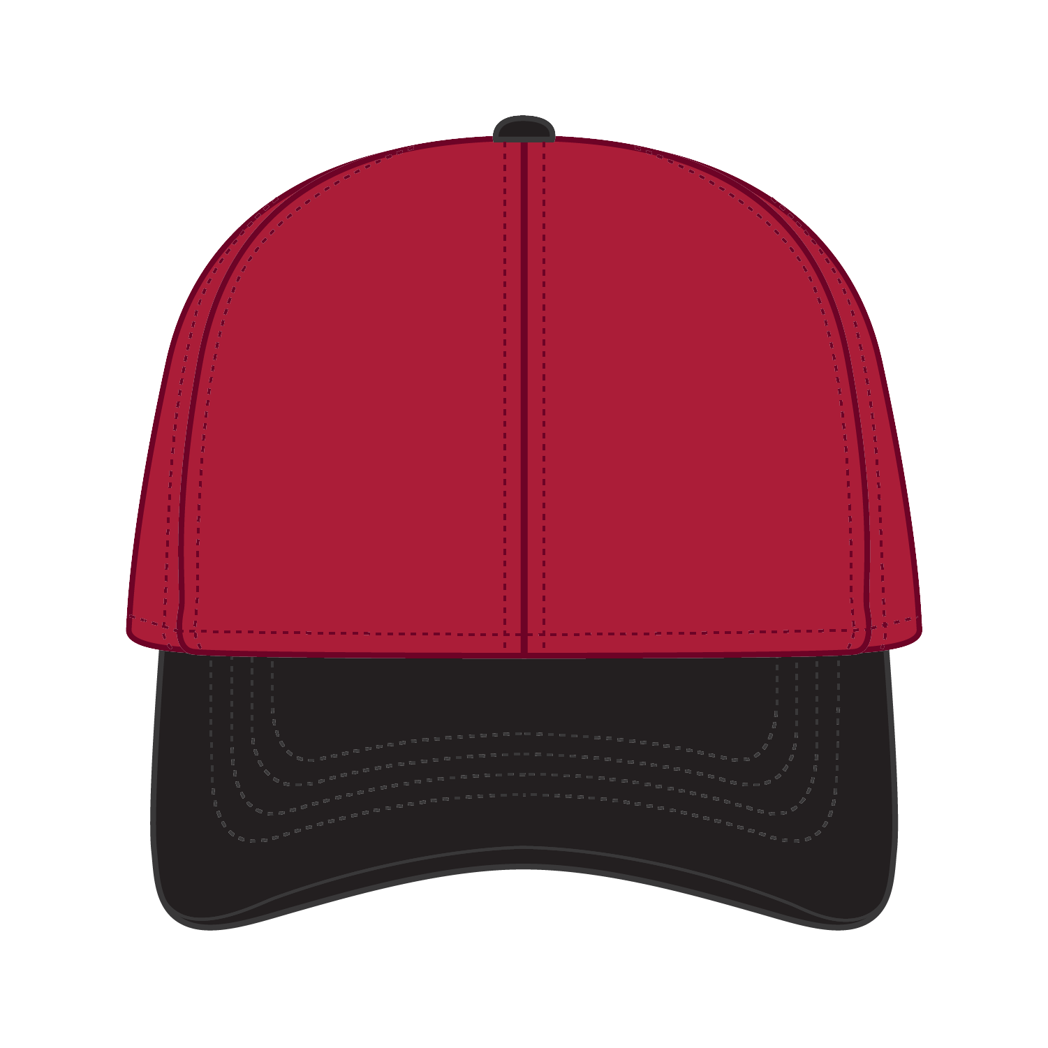 Front View of 0302 - Blk/Red OTTO CAP 4 Panel Ponytail Cap