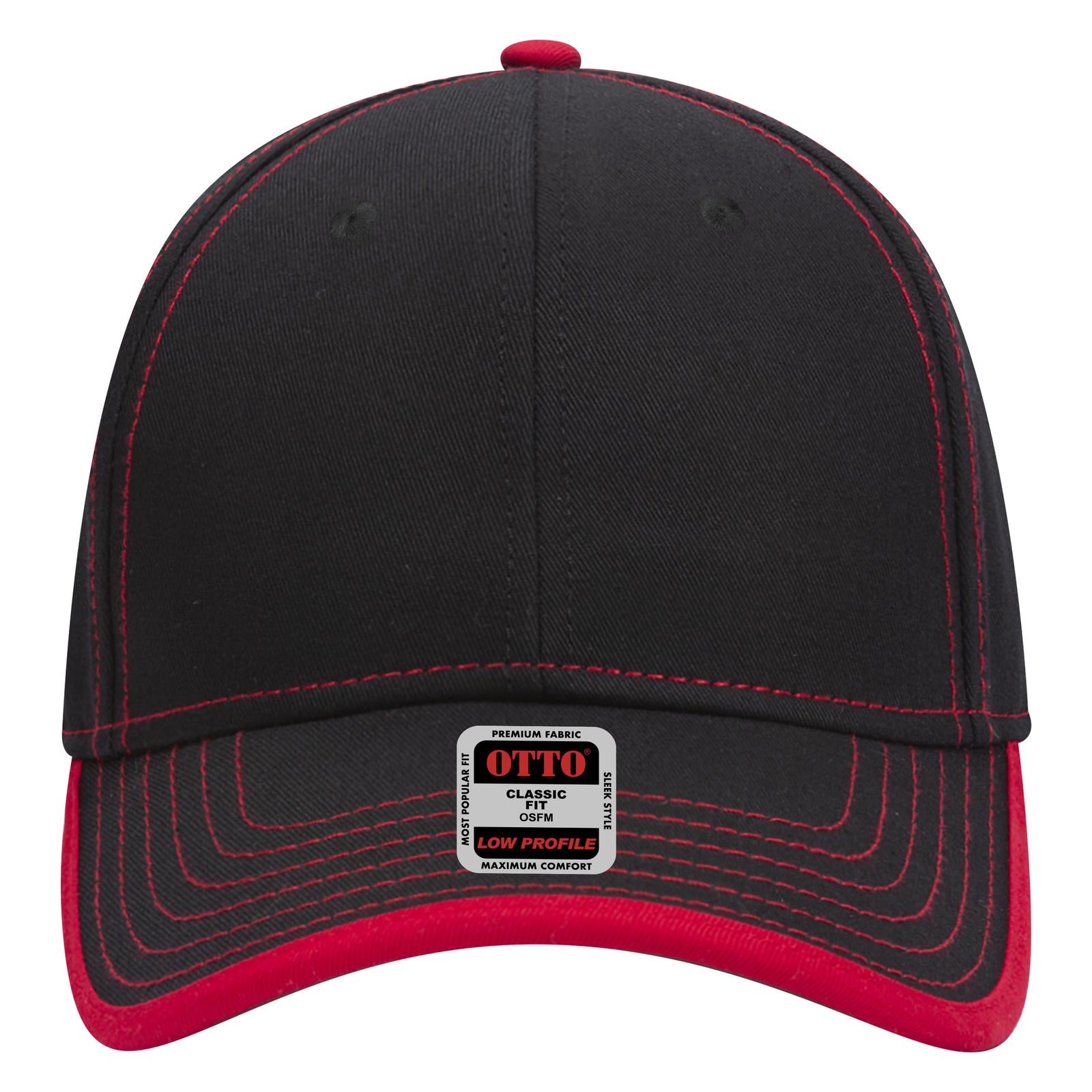 Right View of 0302 - Blk/Red OTTO CAP 6 Panel Low Profile Baseball Cap