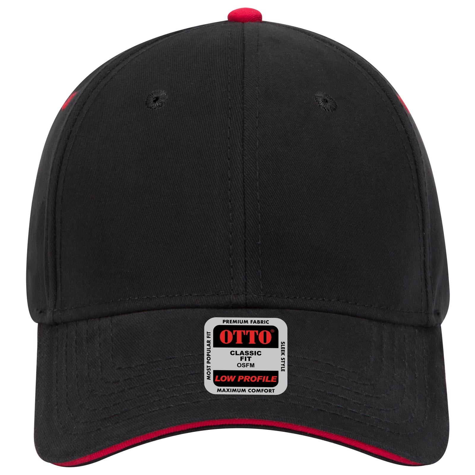 Right View of 030302 - Blk/Blk/Red OTTO CAP 6 Panel Low Profile Baseball Cap