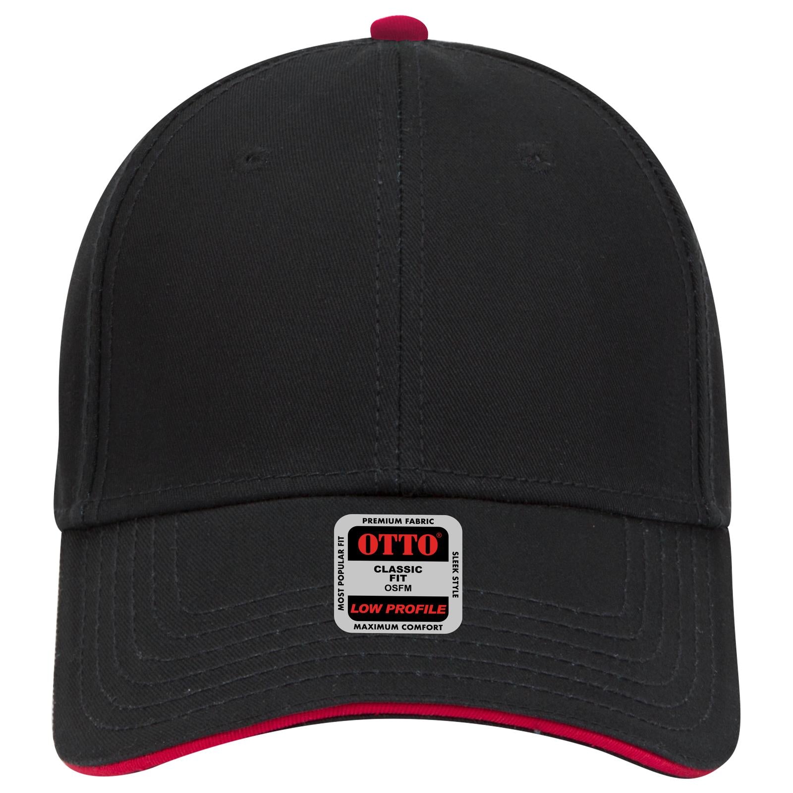 Right View of 030302 - Blk/Blk/Red OTTO CAP 6 Panel Low Profile Baseball Cap