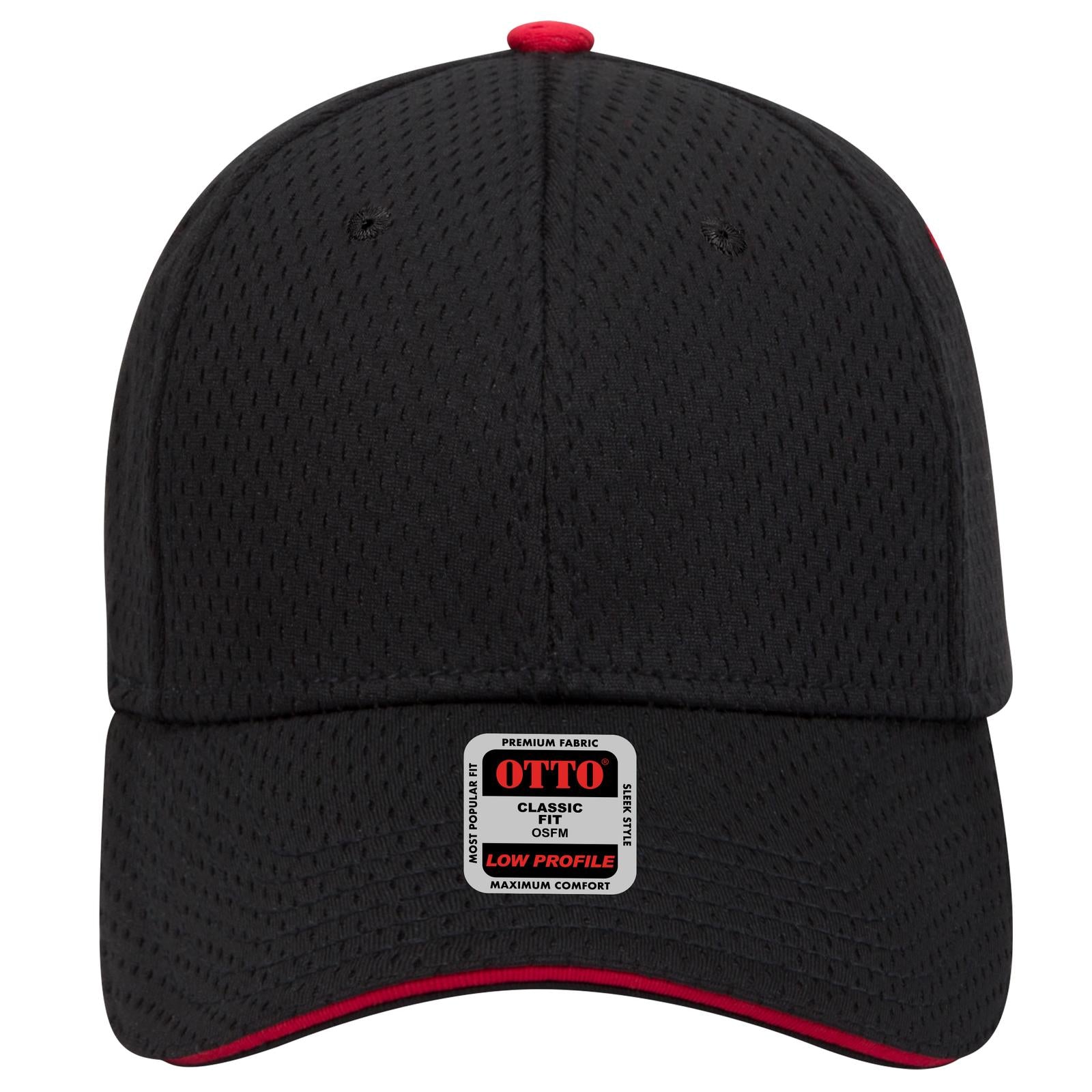 Right View of 030302 - Blk/Blk/Red OTTO CAP 6 Panel Low Profile Baseball Cap