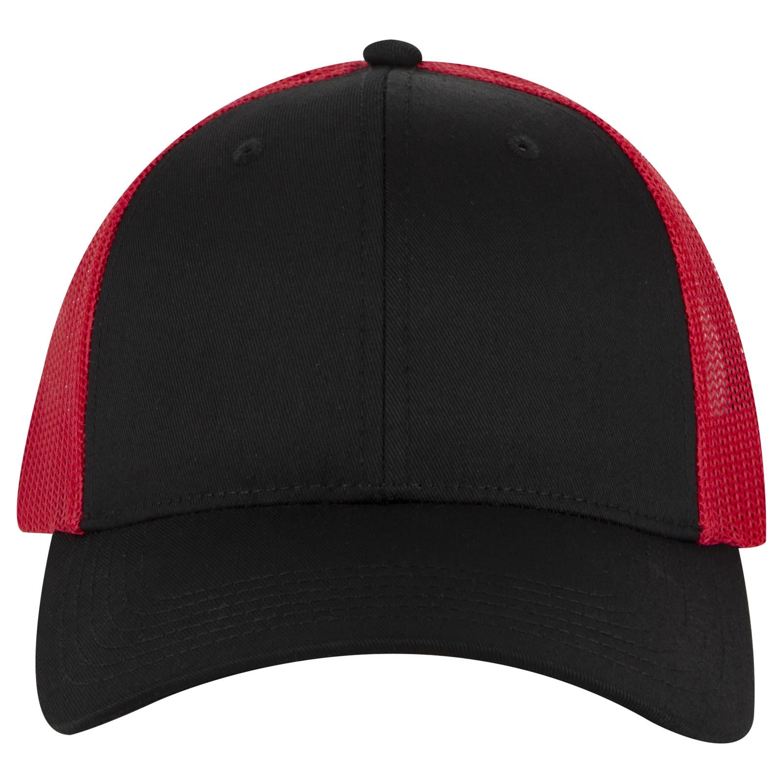 Right View of 030302 - Blk/Blk/Red OTTO CAP 6 Panel Low Profile Mesh Back Trucker Hat