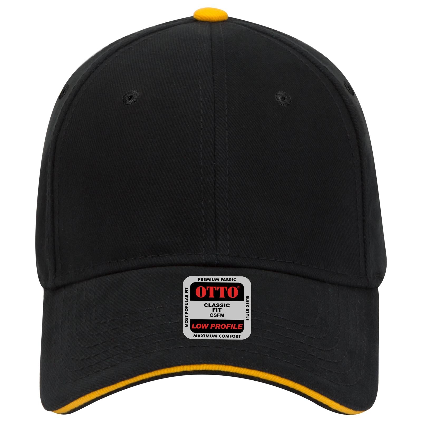 Right View of 030306 - Blk/Blk/Gld OTTO CAP 6 Panel Low Profile Baseball Cap