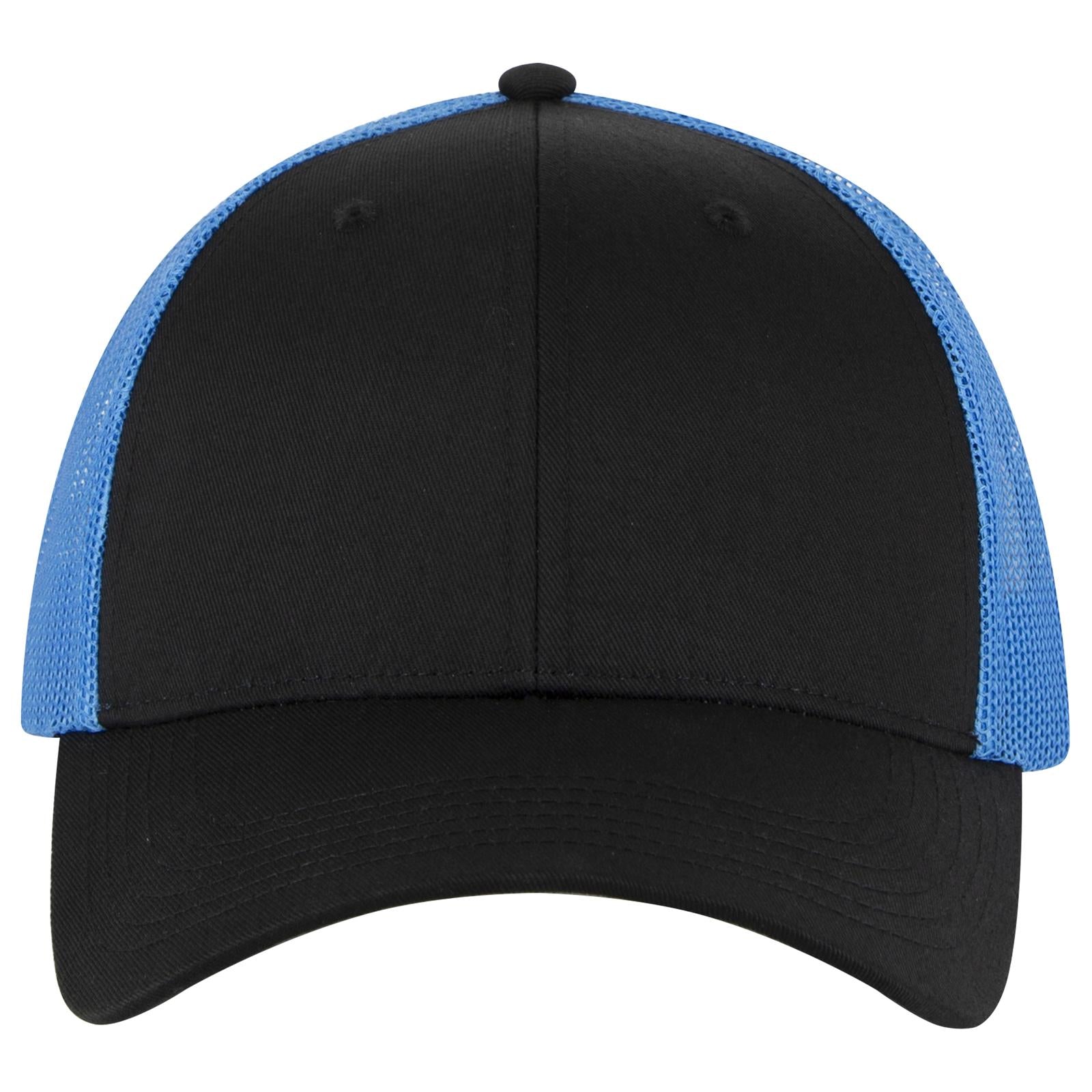 Right View of 0303107 - Blk/Blk/N.Blue OTTO CAP 6 Panel Low Profile Mesh Back Trucker Hat