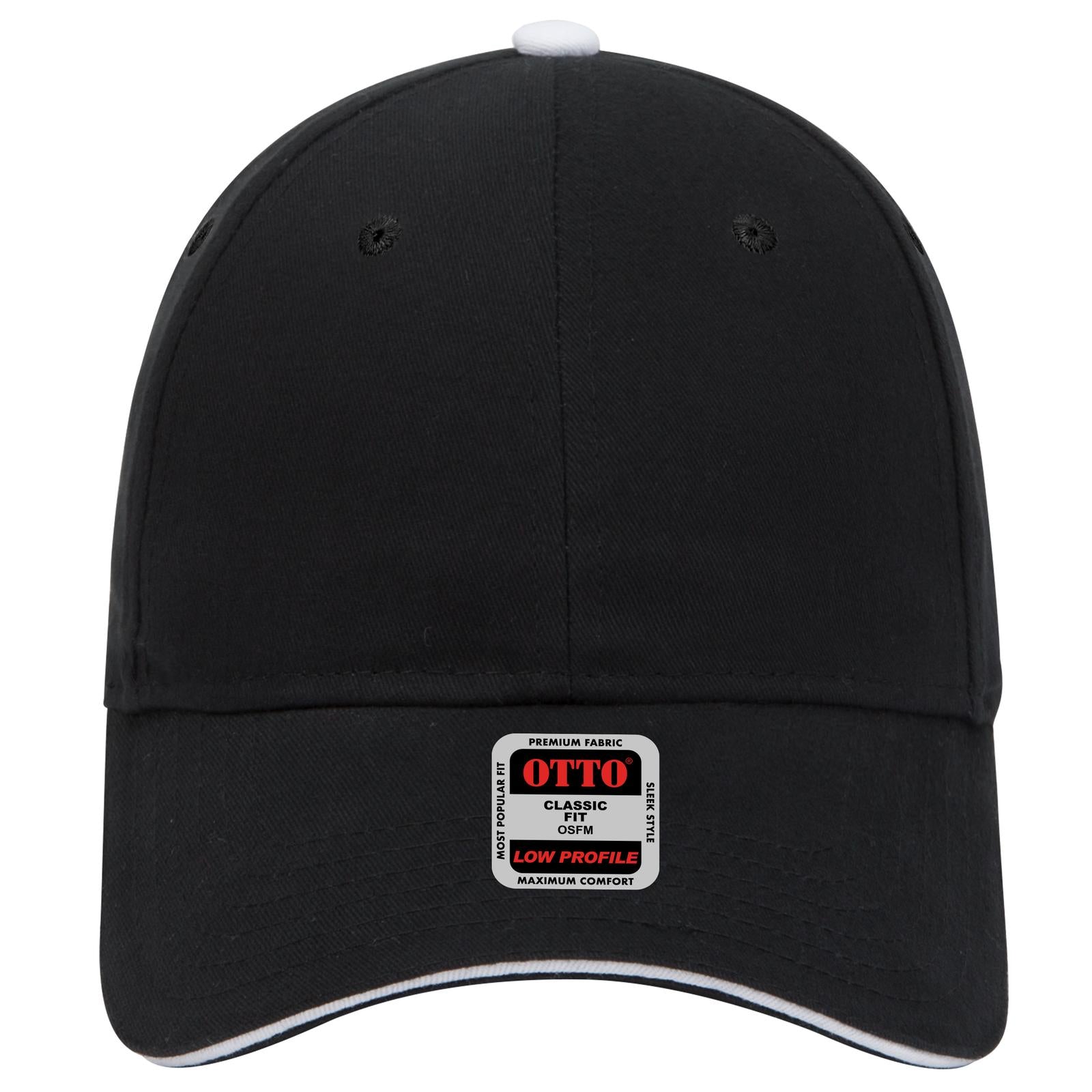 Right View of 030316 - Blk/Blk/Wht OTTO CAP 6 Panel Low Profile Baseball Cap