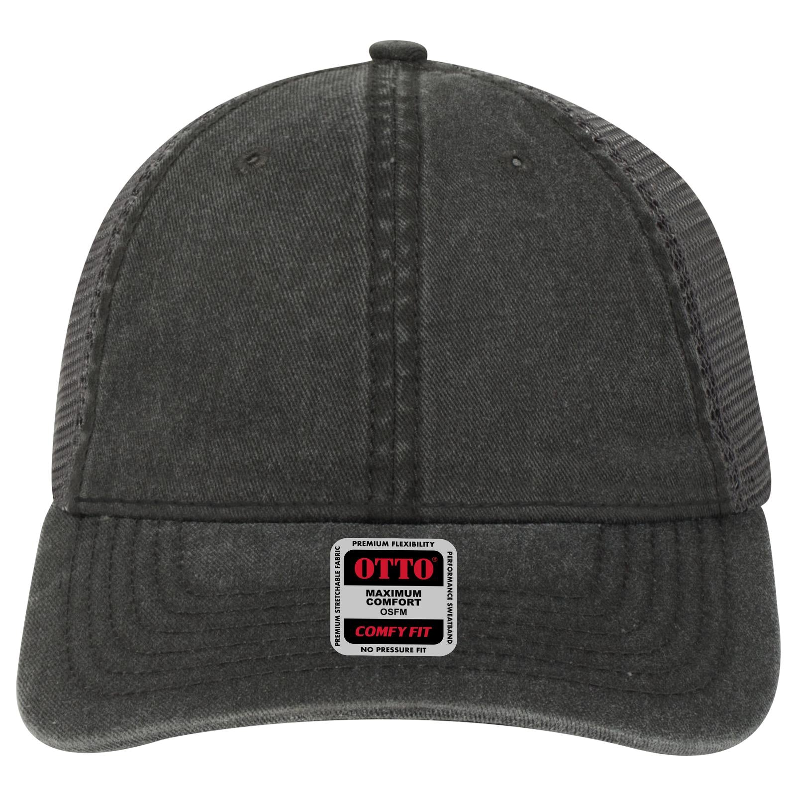 Right View of 030325 - Blk/Blk/Ch.Gry OTTO CAP "OTTO COMFY FIT" 6 Panel Low Profile Mesh Back Trucker Hat
