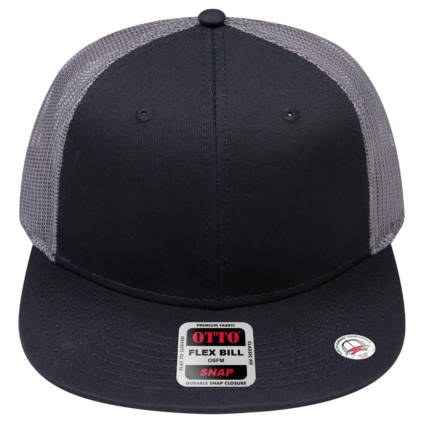 Right View of 030325 - Blk/Blk/Ch.Gry OTTO CAP "OTTO SNAP" 6 Panel Pro Style Mesh Back Trucker Snapback Hat