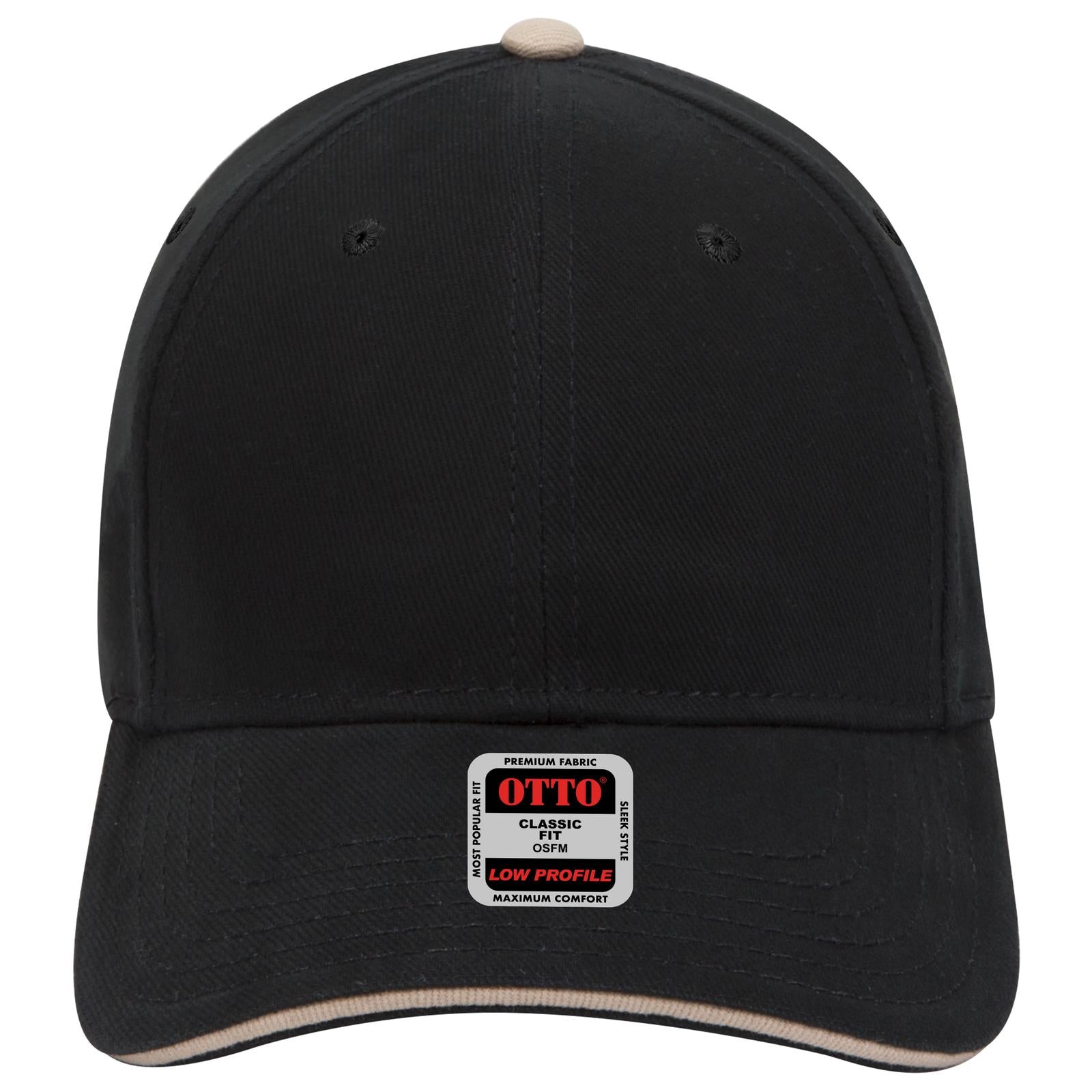 Right View of 030332 - Blk/Blk/Kha OTTO CAP 6 Panel Low Profile Baseball Cap