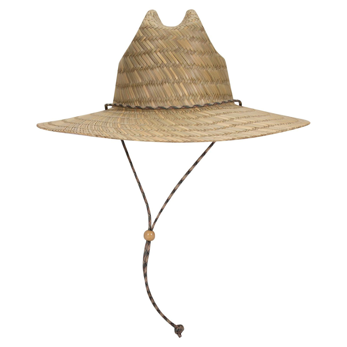 Front View of 031 - Natural OTTO CAP Straw Lifeguard Hat w/ Adjustable Cord