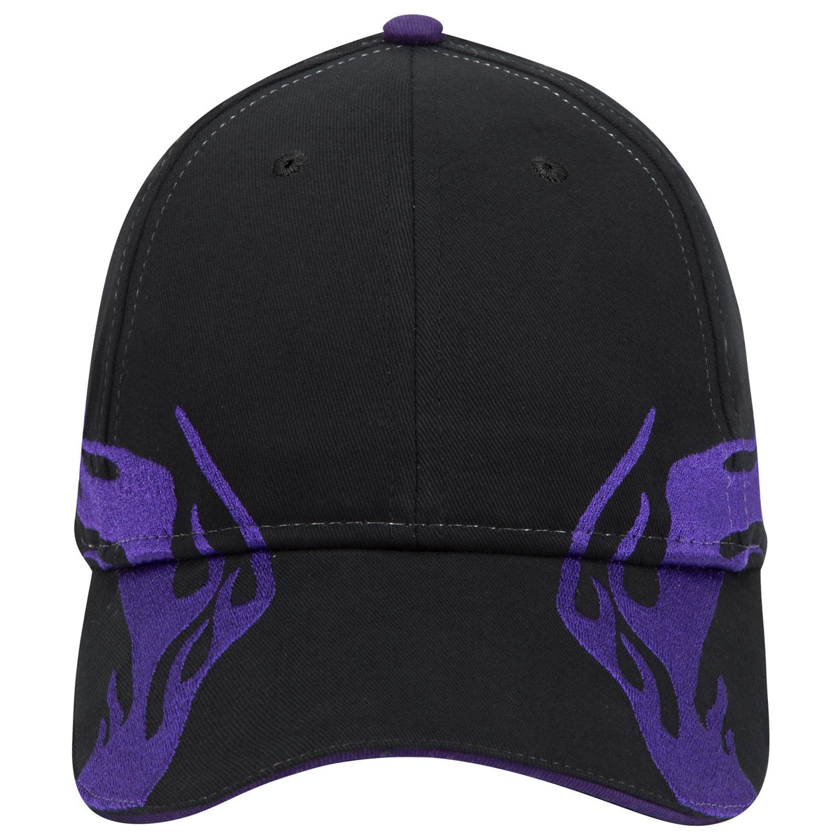 Front View of 031111D - Blk/Pur/Pur OTTO CAP 6 Panel Low Profile Baseball Cap