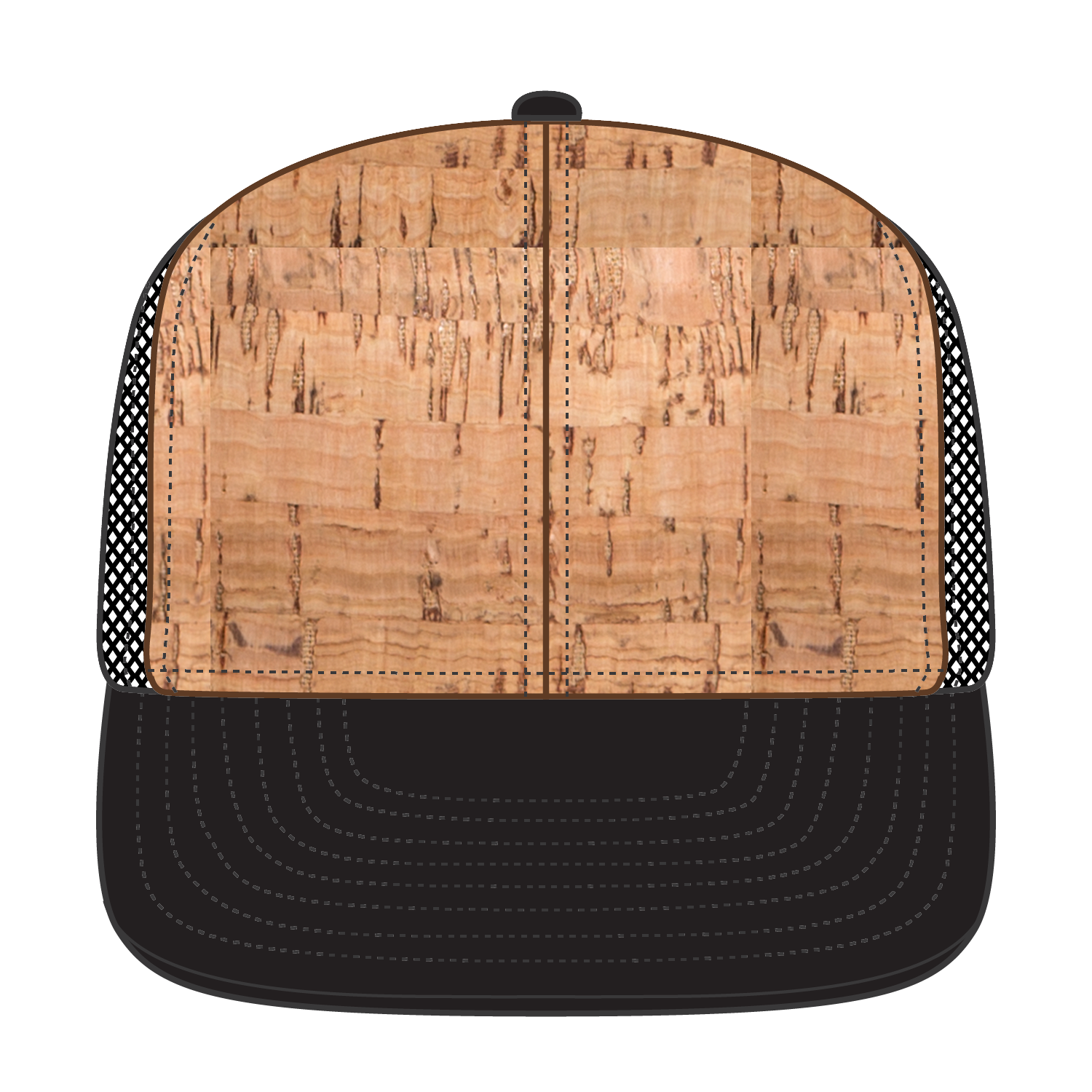Front View of 0311203 - Blk/Cork/Blk OTTO CAP "OTTO SNAP" 6 Panel Pro Style Mesh Back Trucker Snapback Hat