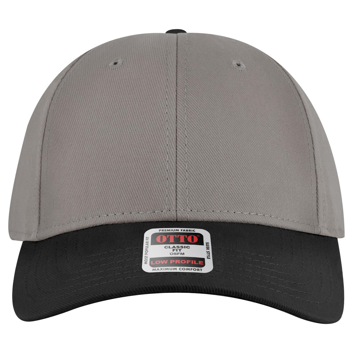 Front View of 0314 - Blk/Gry OTTO CAP 6 Panel Low Profile Baseball Cap