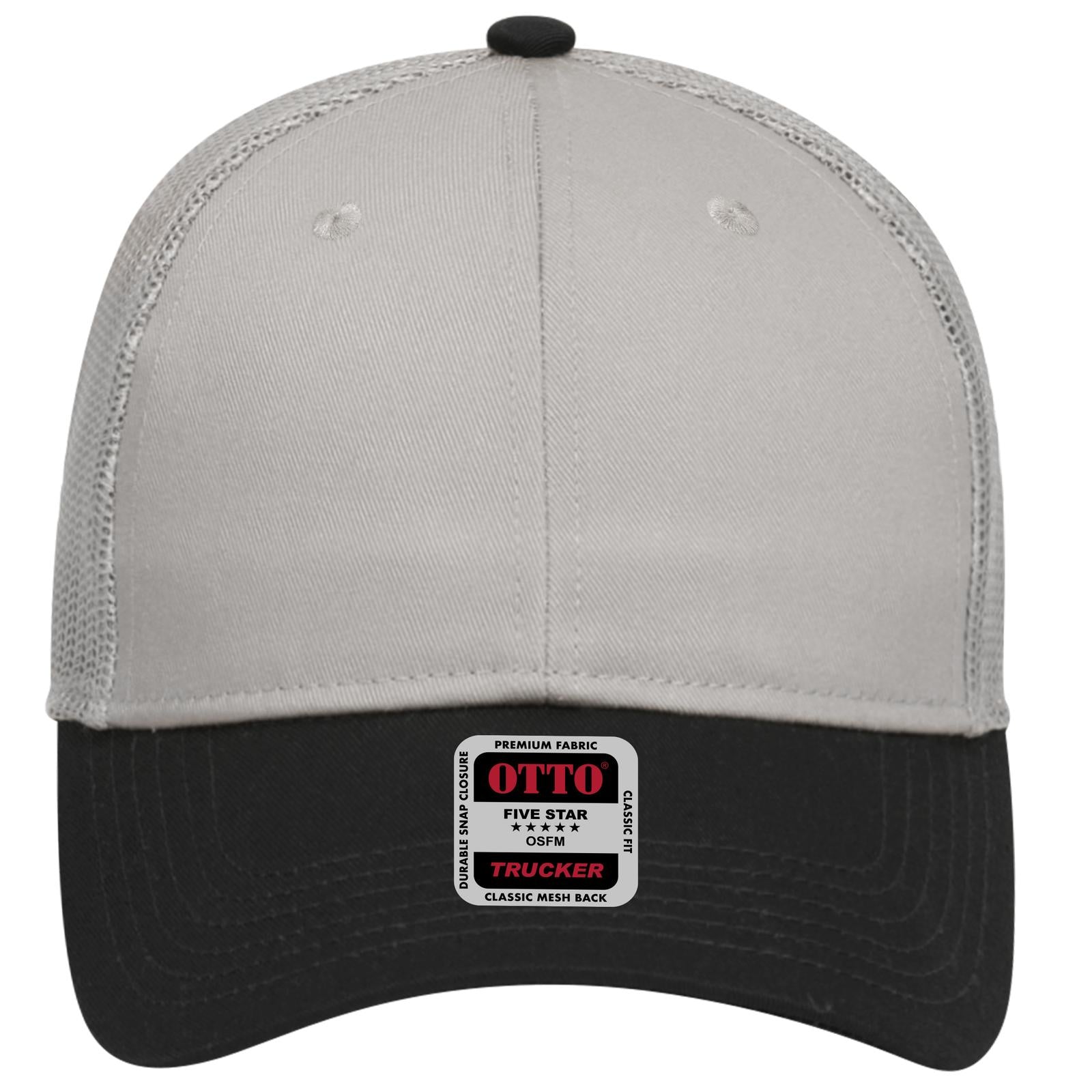 Right View of 0314 - Blk/Gry OTTO CAP 6 Panel Low Profile Mesh Back Trucker Hat