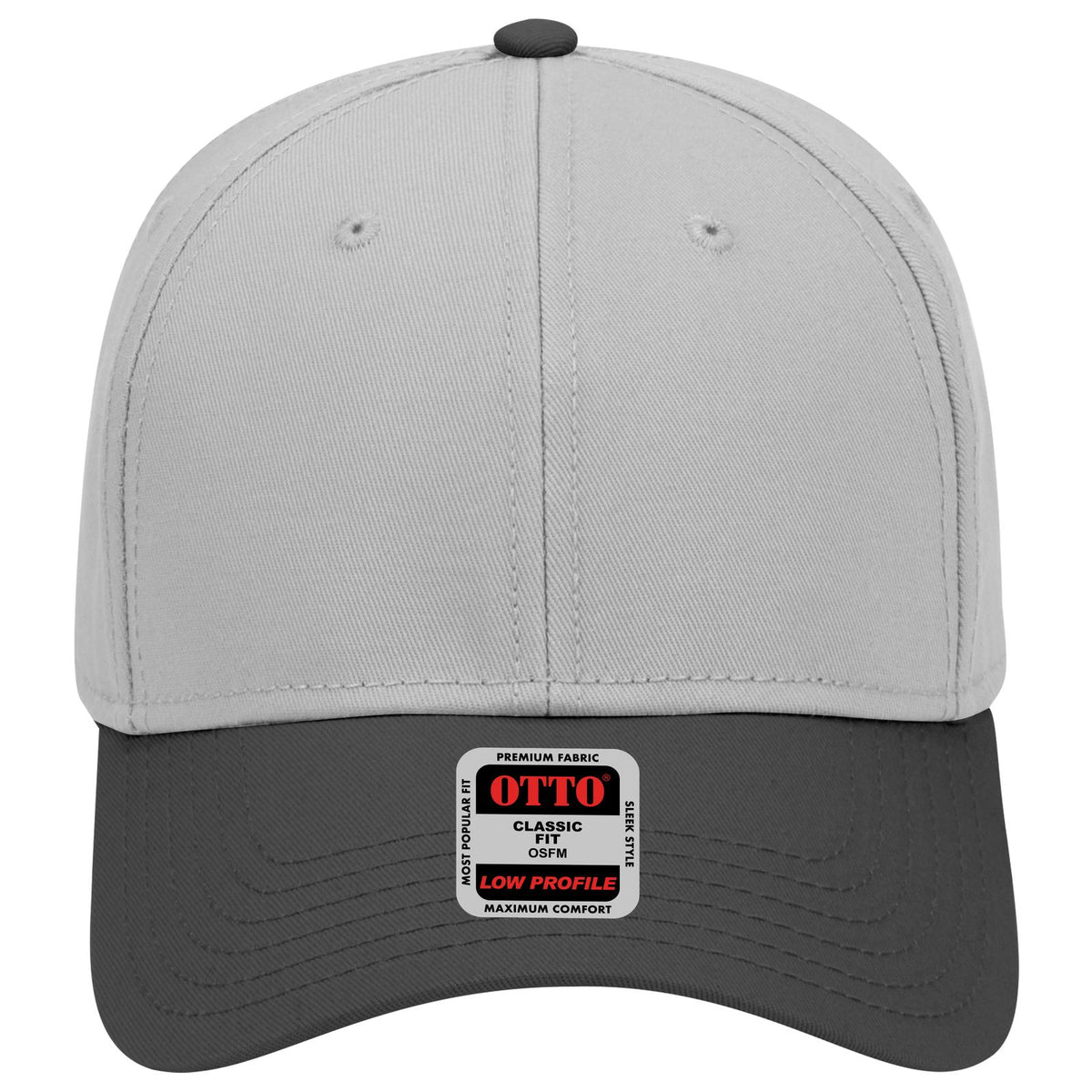 Front View of 031414 - Blk/Gry/Gry OTTO CAP 6 Panel Low Profile Baseball Cap