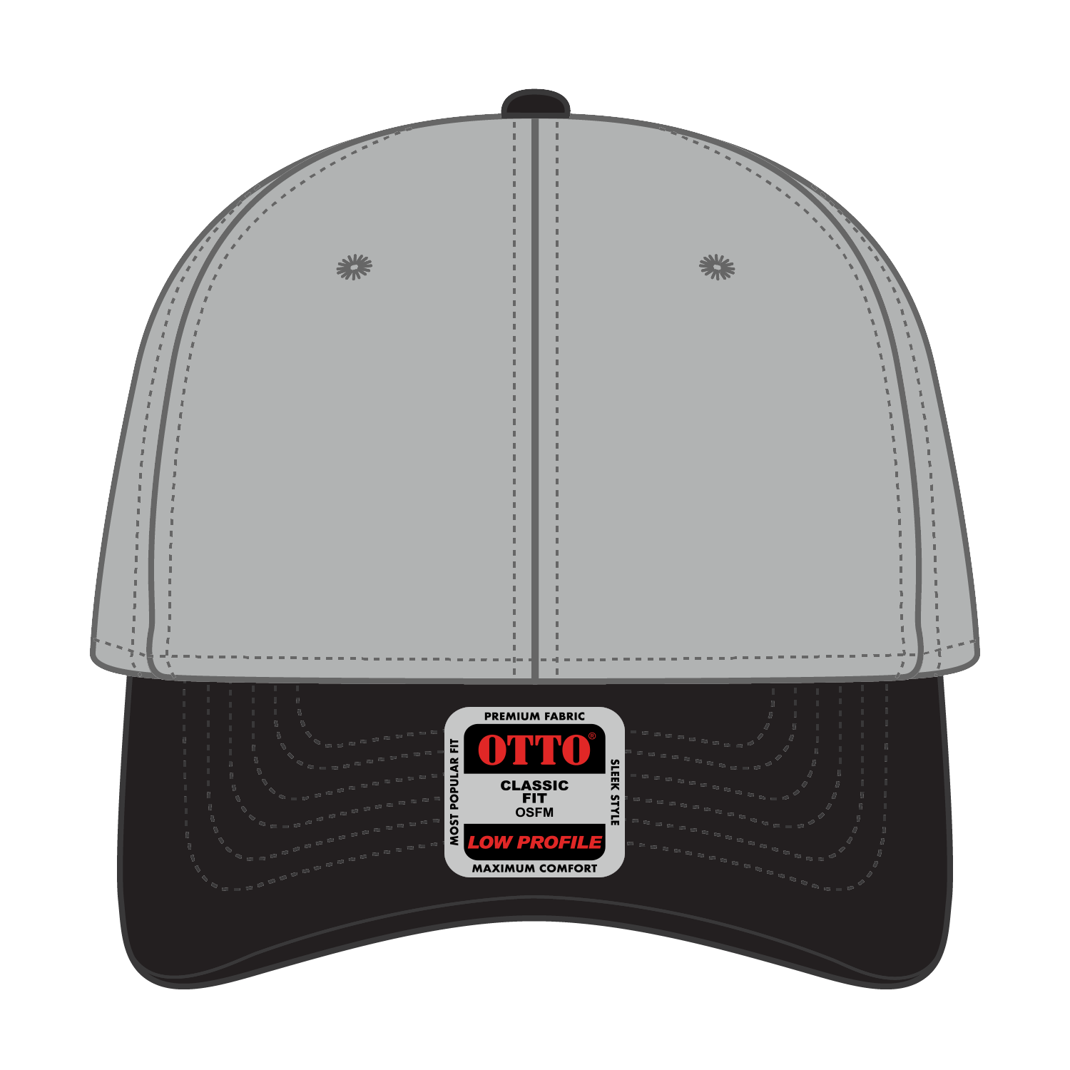 Front View of 031414 - Blk/Gry/Gry OTTO CAP 6 Panel Low Profile Baseball Cap