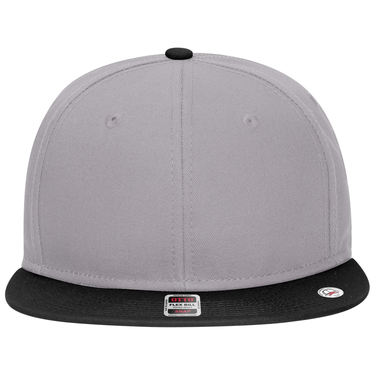 Front View of 031414 - Blk/Gry/Gry OTTO CAP “OTTO SNAP” 6 Panel Pro Style Snapback Hat
