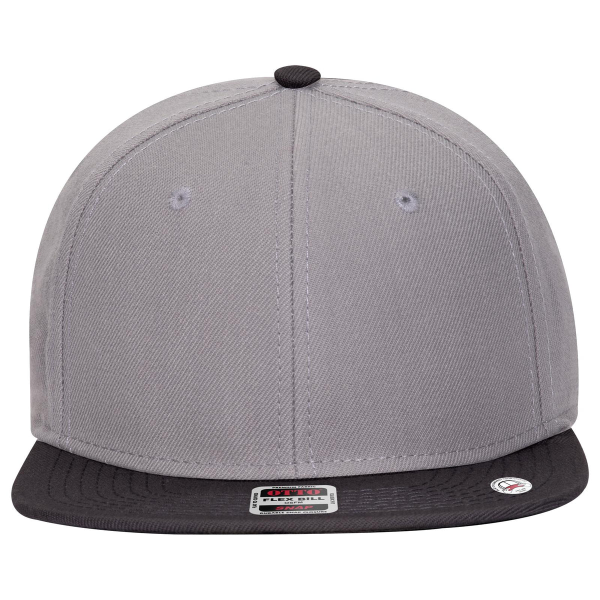 Front View of 031414 - Blk/Gry/Gry OTTO CAP "OTTO SNAP" 6 Panel Pro Style Snapback Hat