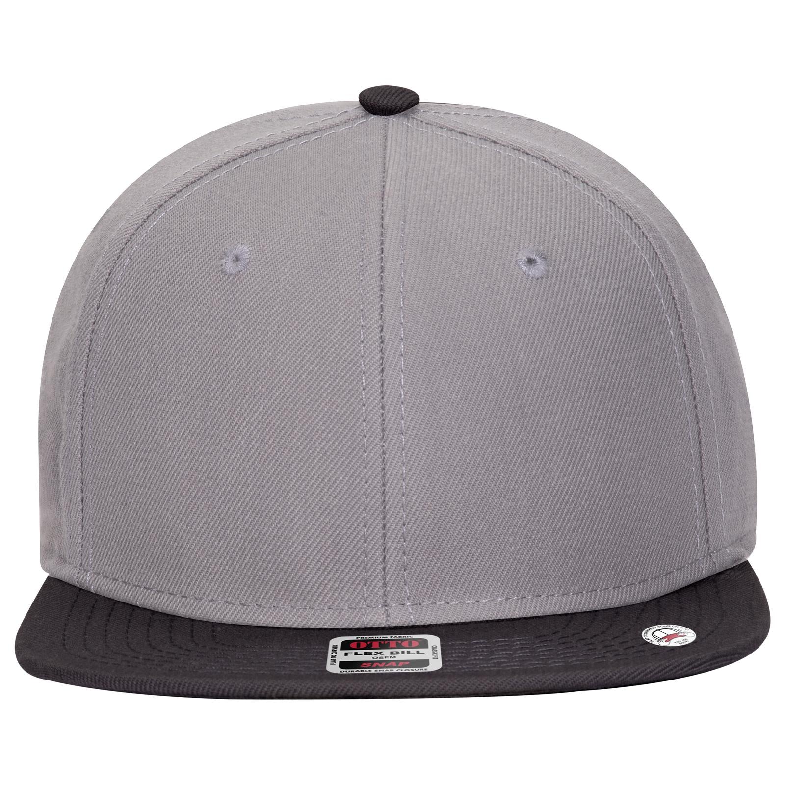 Front View of 031414 - Blk/Gry/Gry OTTO CAP "OTTO SNAP" 6 Panel Pro Style Snapback Hat