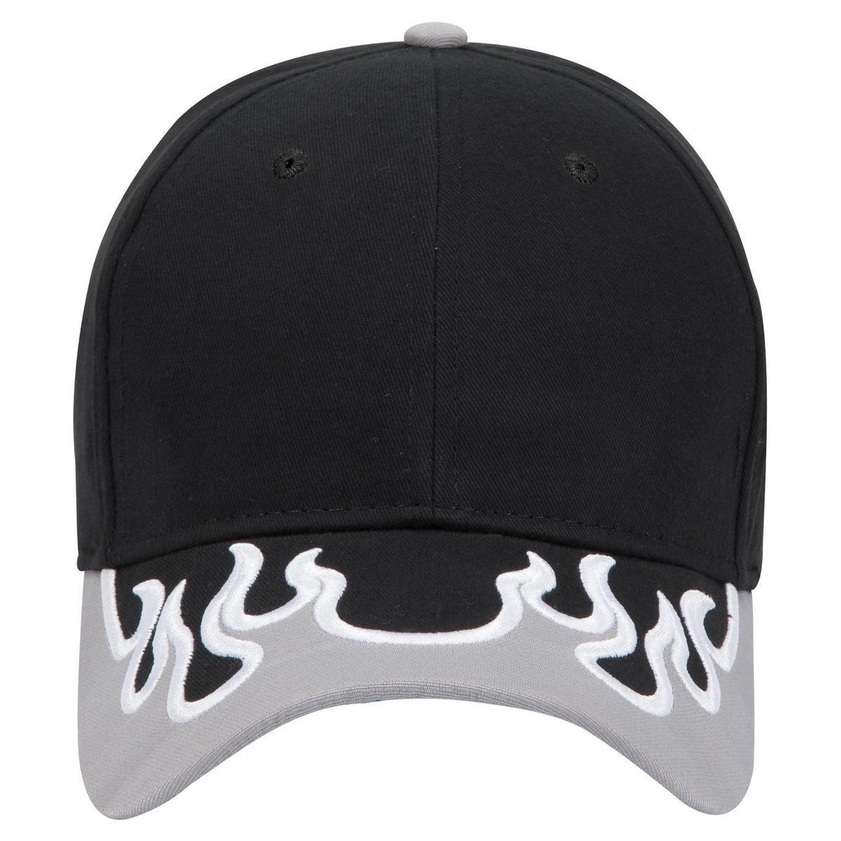 Front View of 031416C - Blk/Gry/Wht OTTO CAP 6 Panel Low Profile Baseball Cap