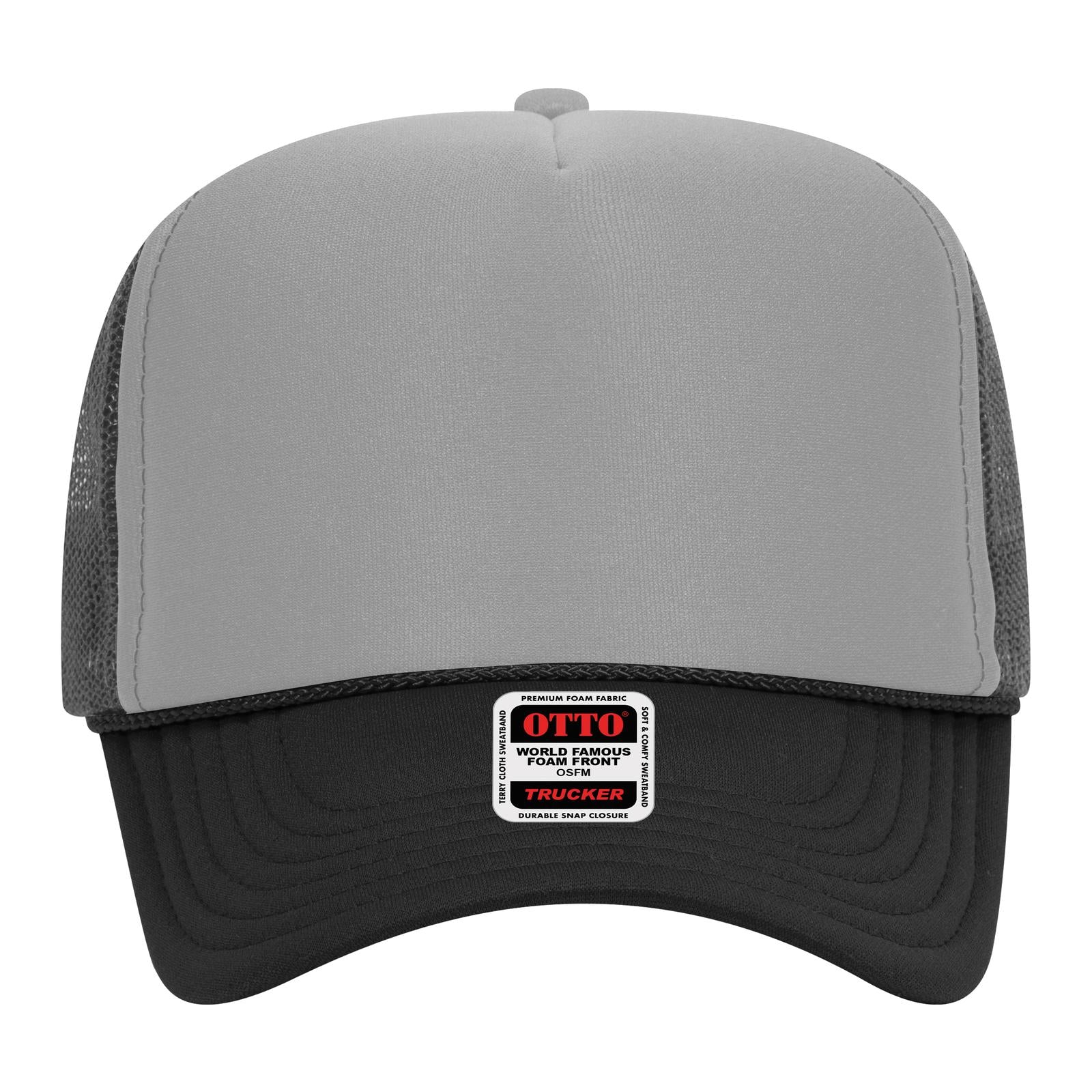 Right View of 031425 - Blk/Gry/Ch.Gry OTTO CAP 5 Panel High Crown Mesh Back Trucker Hat