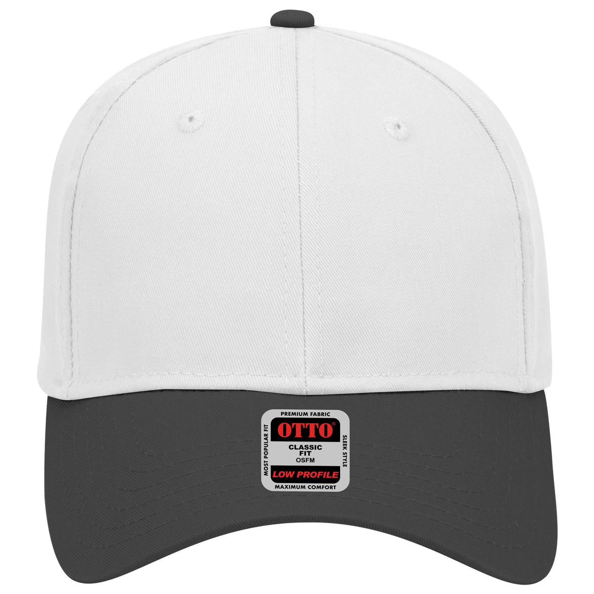 Front View of 0316 - Blk/Wht OTTO CAP 6 Panel Low Profile Baseball Cap