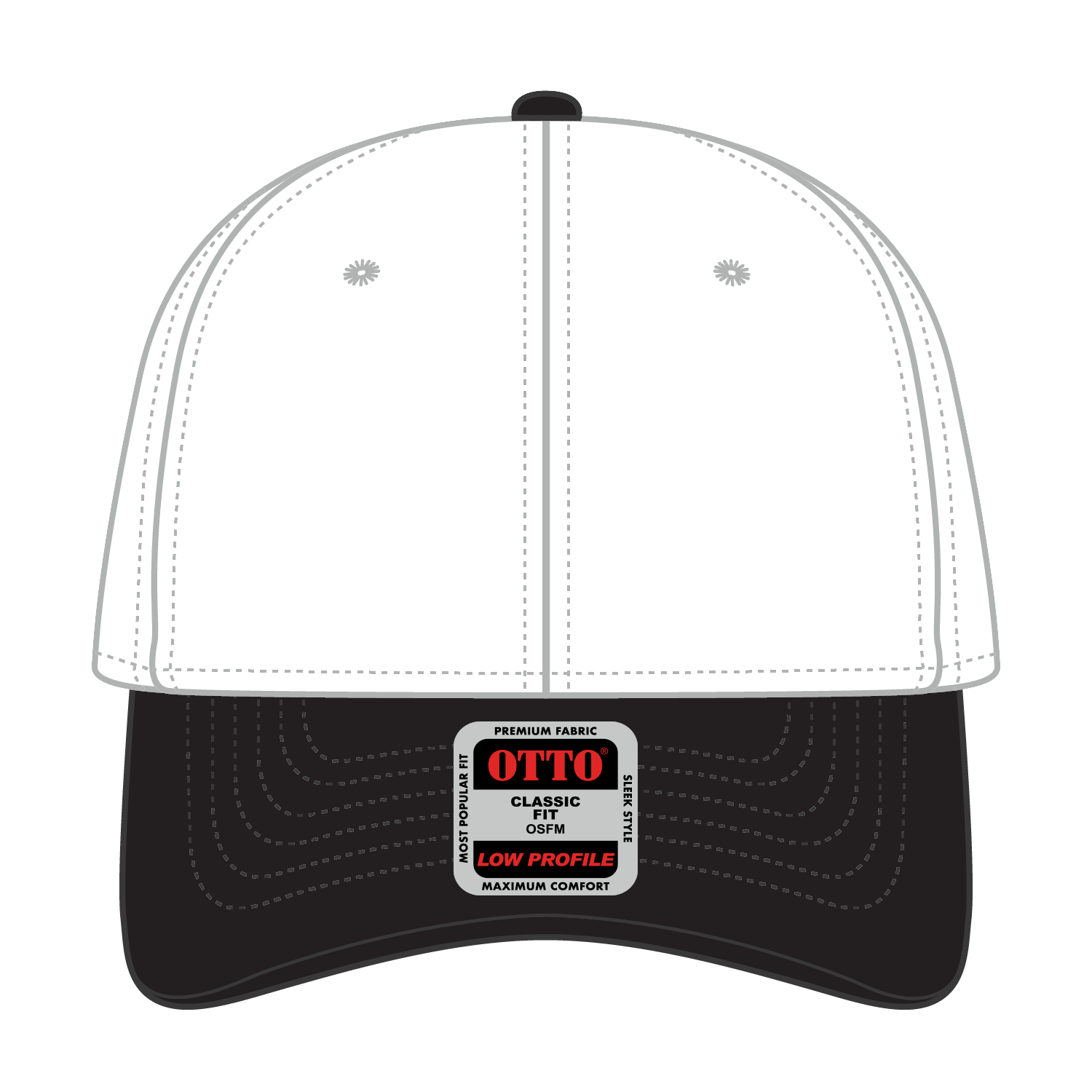 Front View of 0316 - Blk/Wht OTTO CAP 6 Panel Low Profile Baseball Cap