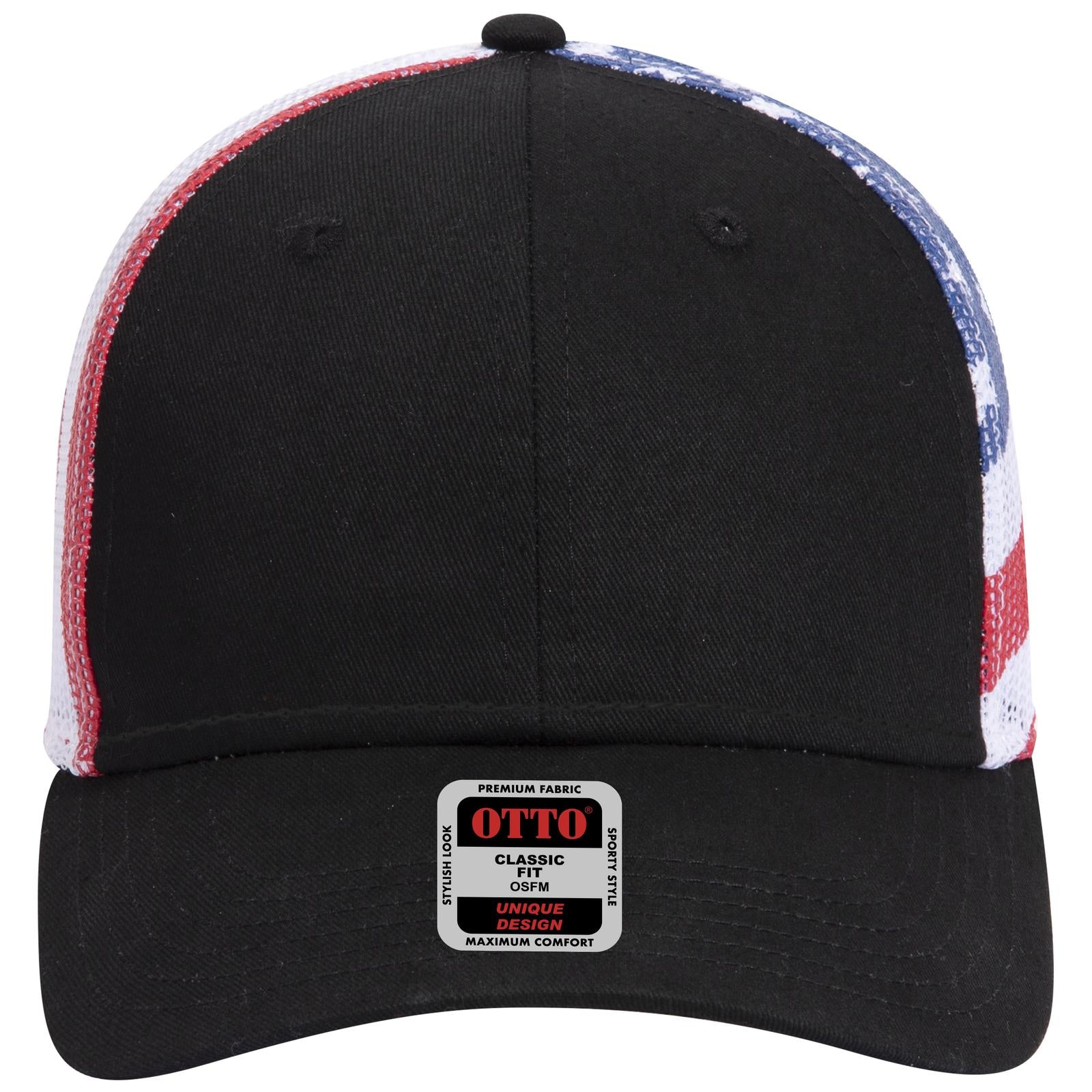 Right View of 0316 - Blk/Wht OTTO CAP 6 Panel Low Profile Mesh Back Trucker Hat