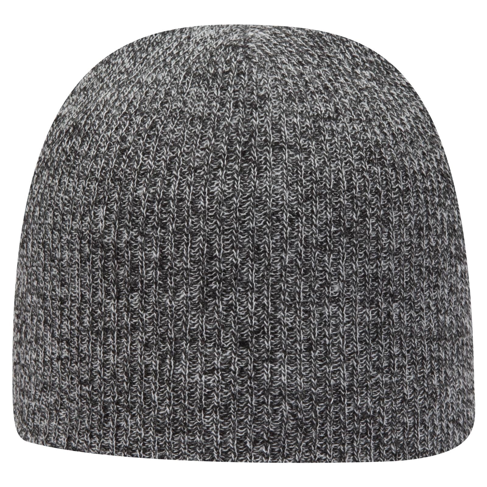 Front View of 0316 - Blk/Wht OTTO CAP 9 1/2" Premium Rib Knit Beanie