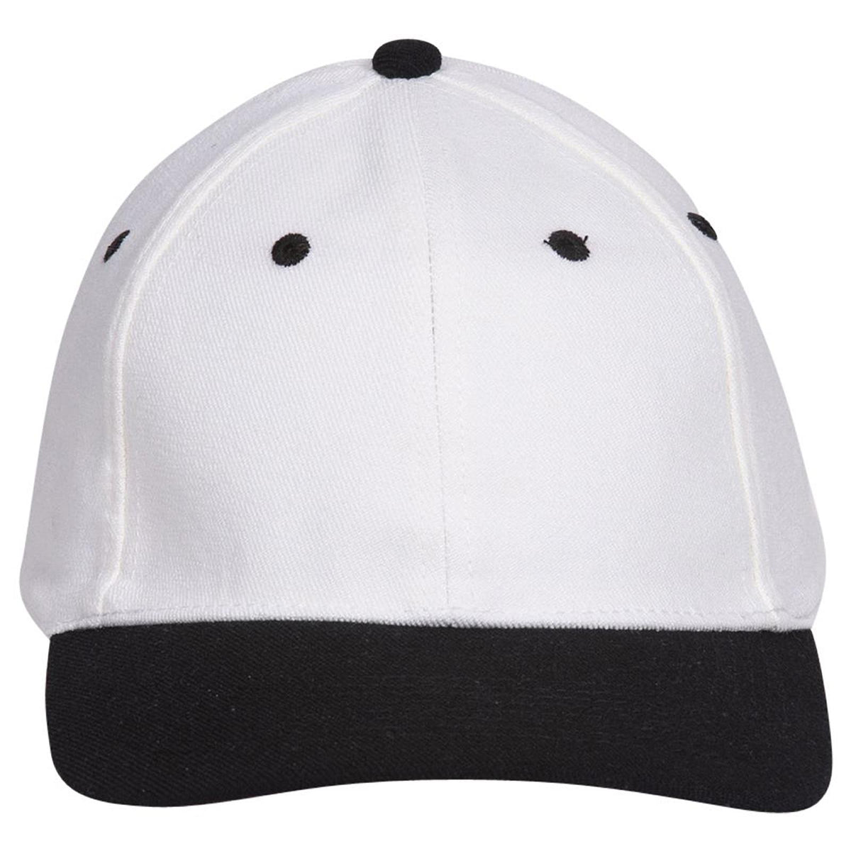Front View of 0316 - Blk/Wht OTTO CAP "OTTO FLEX" Fitted 6 Panel Low Profile Baseball Cap