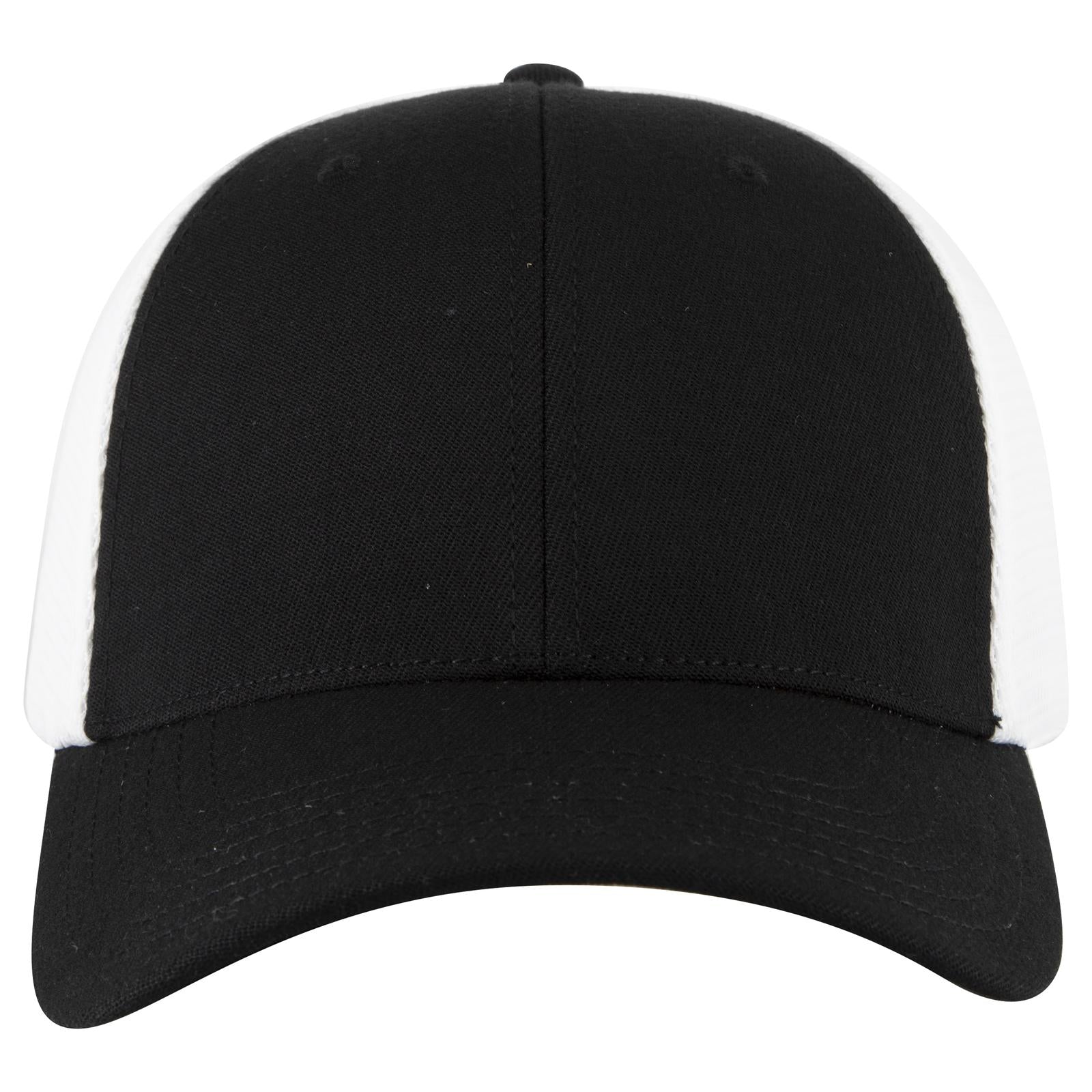 Right View of 0316 - Blk/Wht OTTO CAP "OTTO FLEX" Fitted 6 Panel Low Profile Mesh Back Trucker Hat