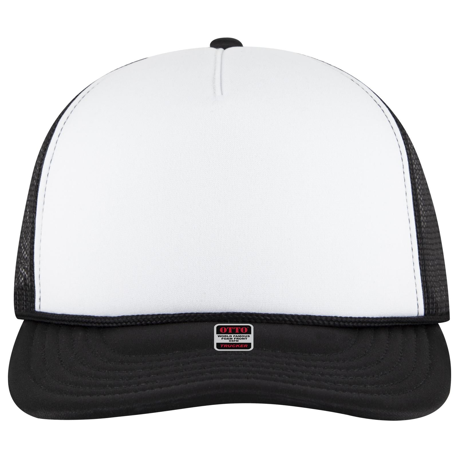 Right View of 031603 - Blk/Wht/Blk OTTO CAP 5 Panel Pro Style Mesh Back Trucker Hat